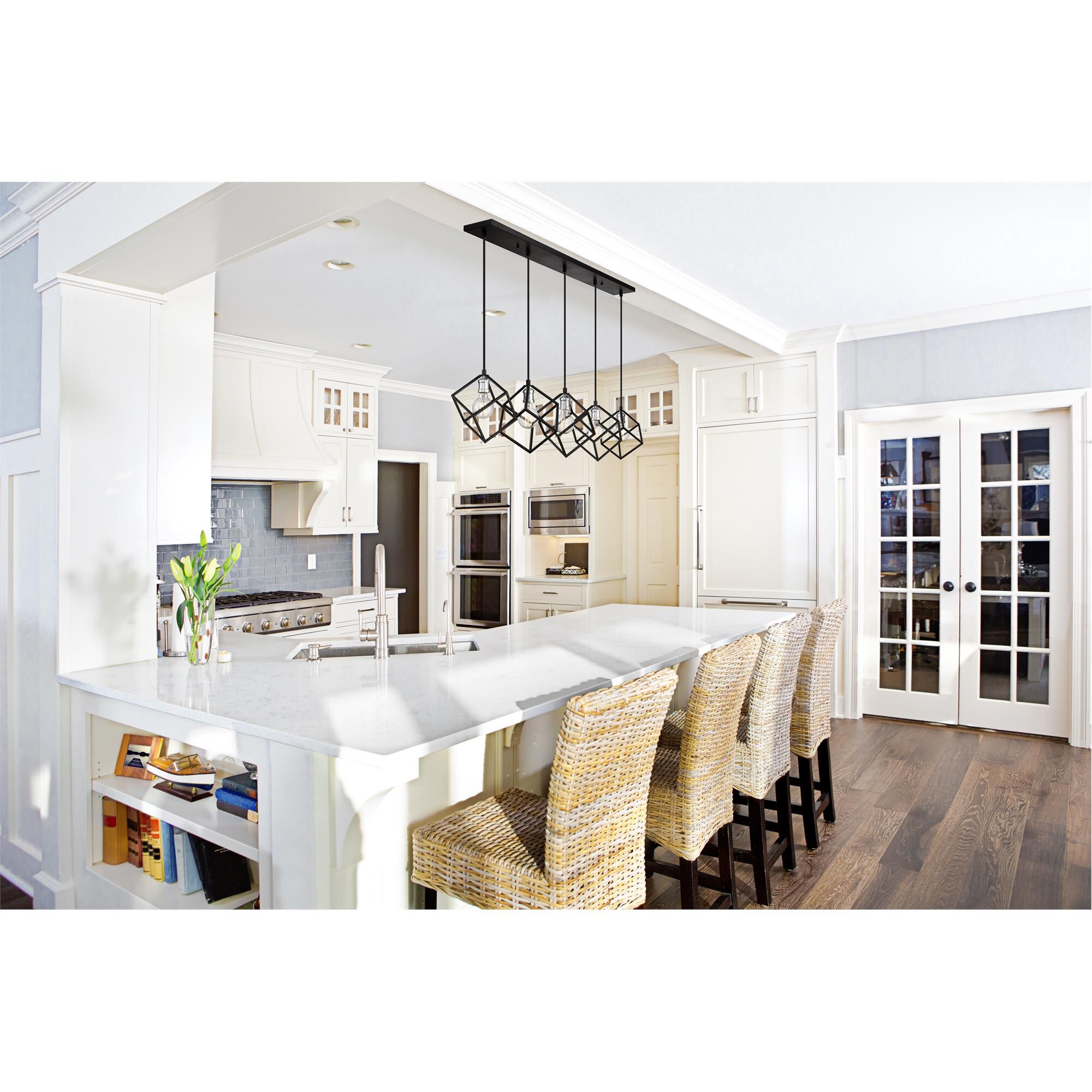 Shown in Matte Black + Brushed Nickel finish and --- glass and --- shade