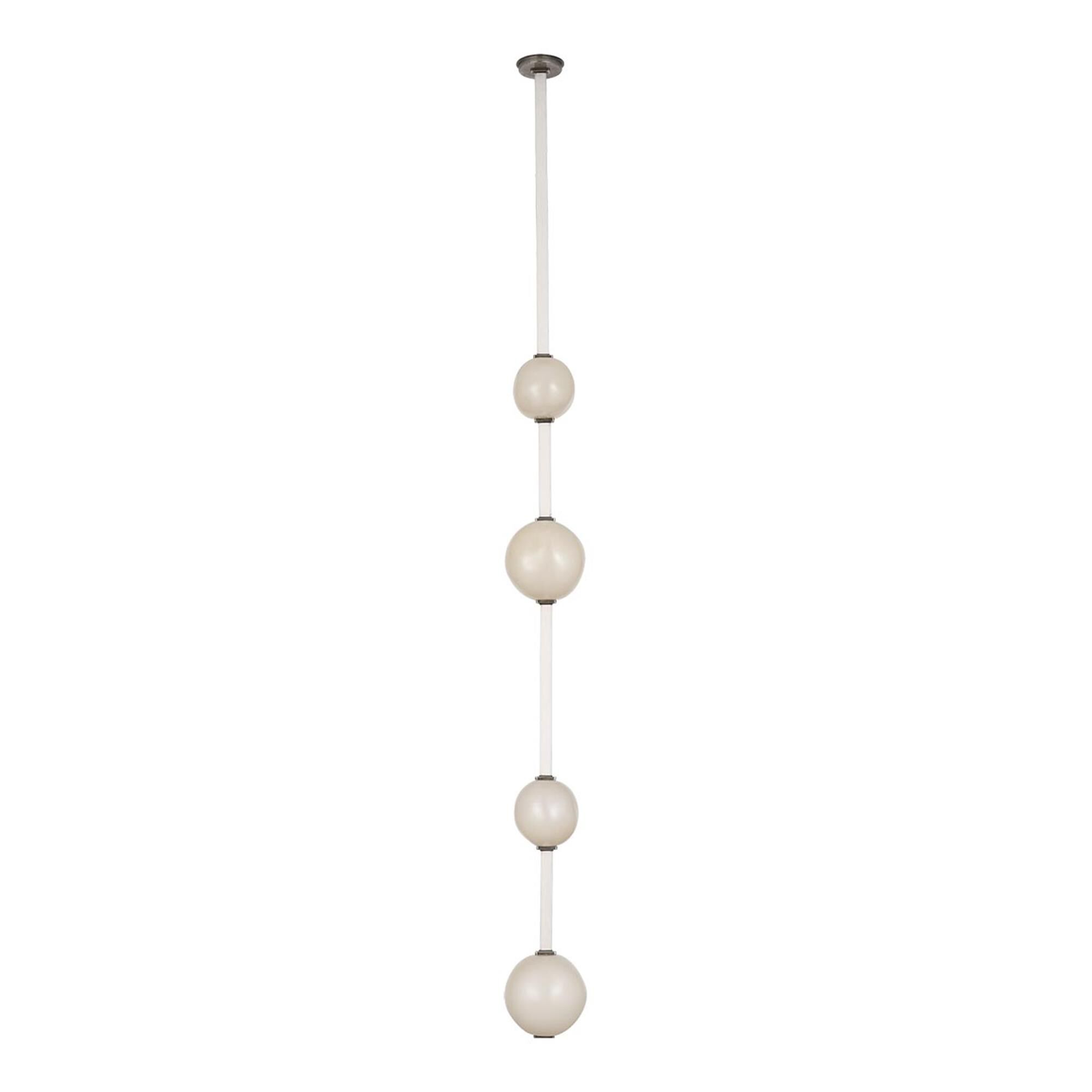 Shown in Bone Suede And Mottled Pewter finish and Fizzy Nude glass