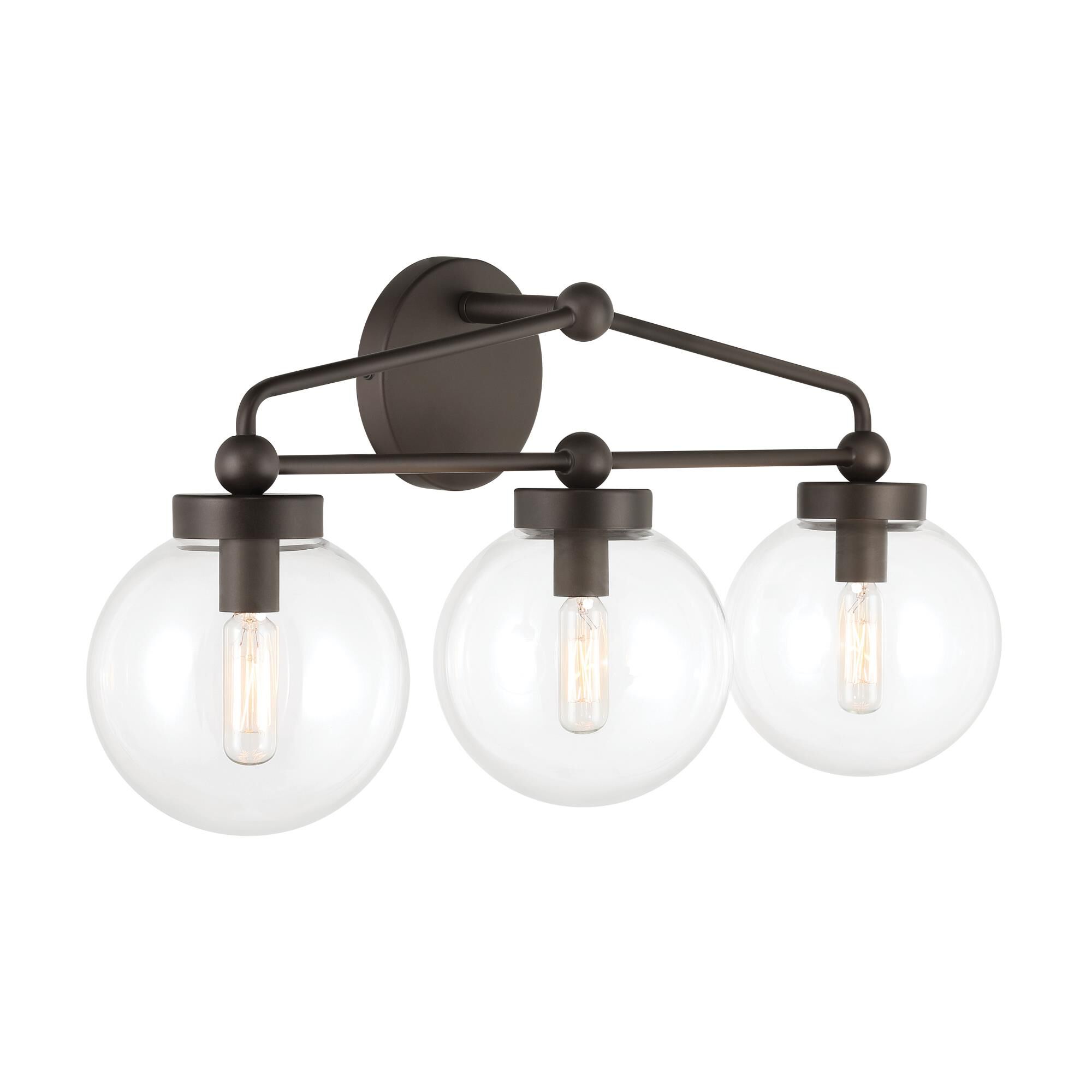 Shown in Dark Bronze finish and Clear glass and Glass shade