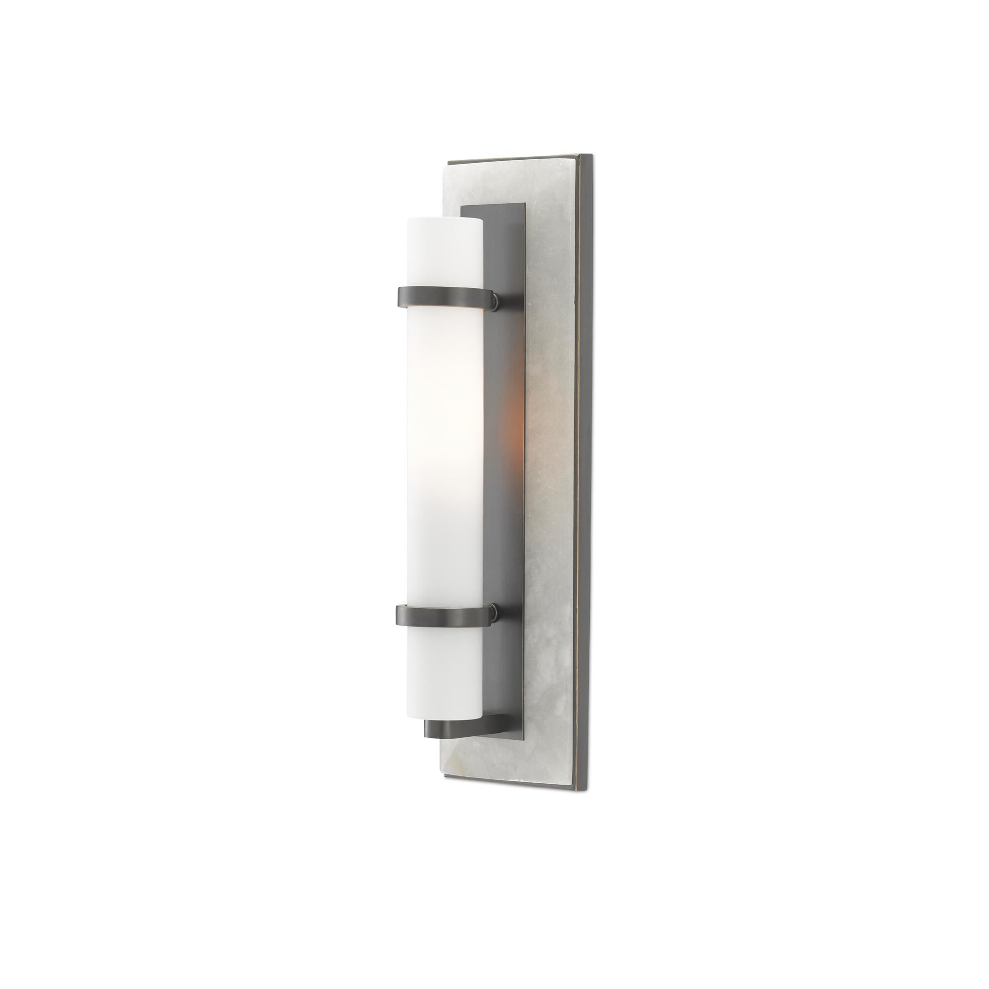 Shown in Natural Alabaster-Oil Rubbed Bronze-Opaque-White finish
