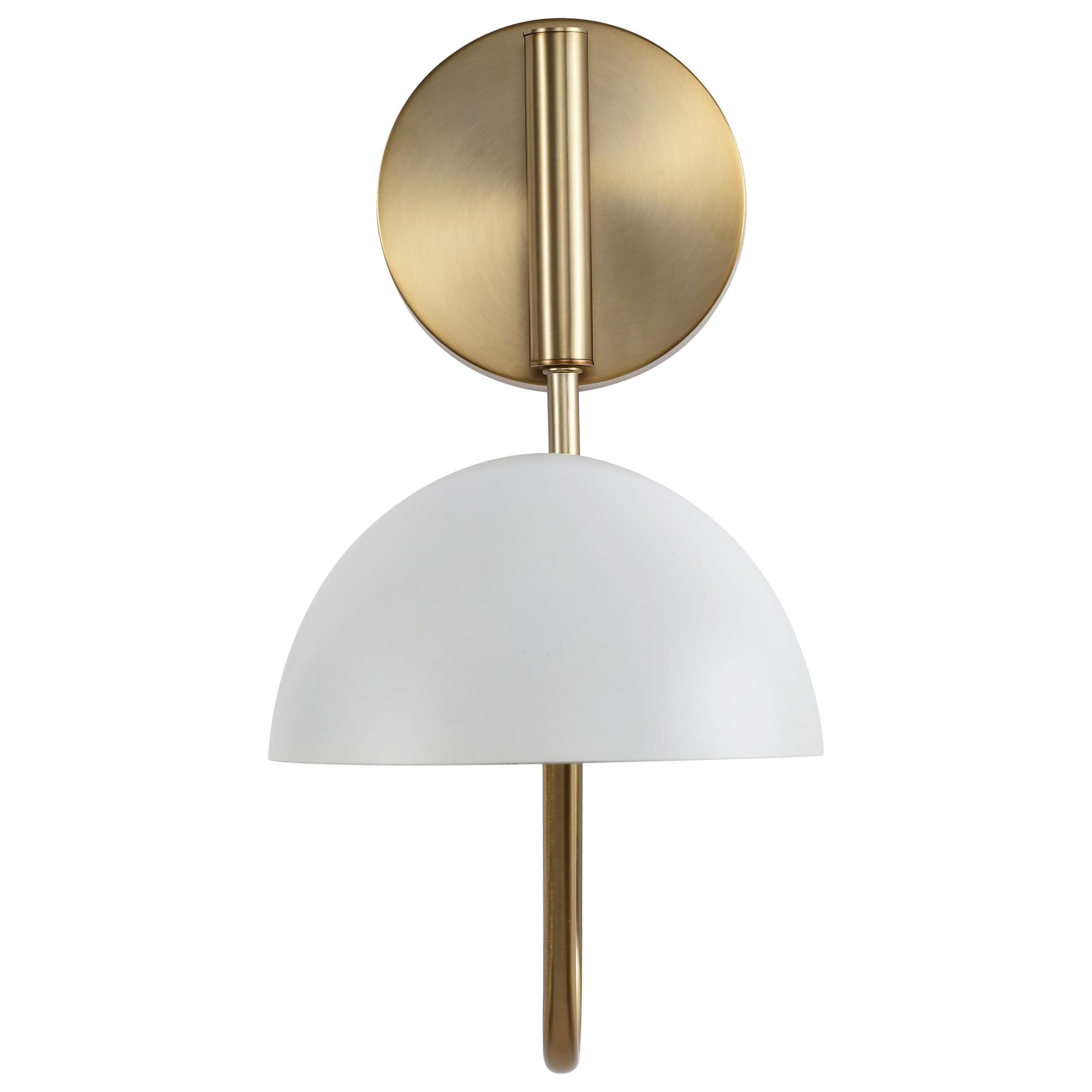 Shown in Matte White and Burnished Brass finish