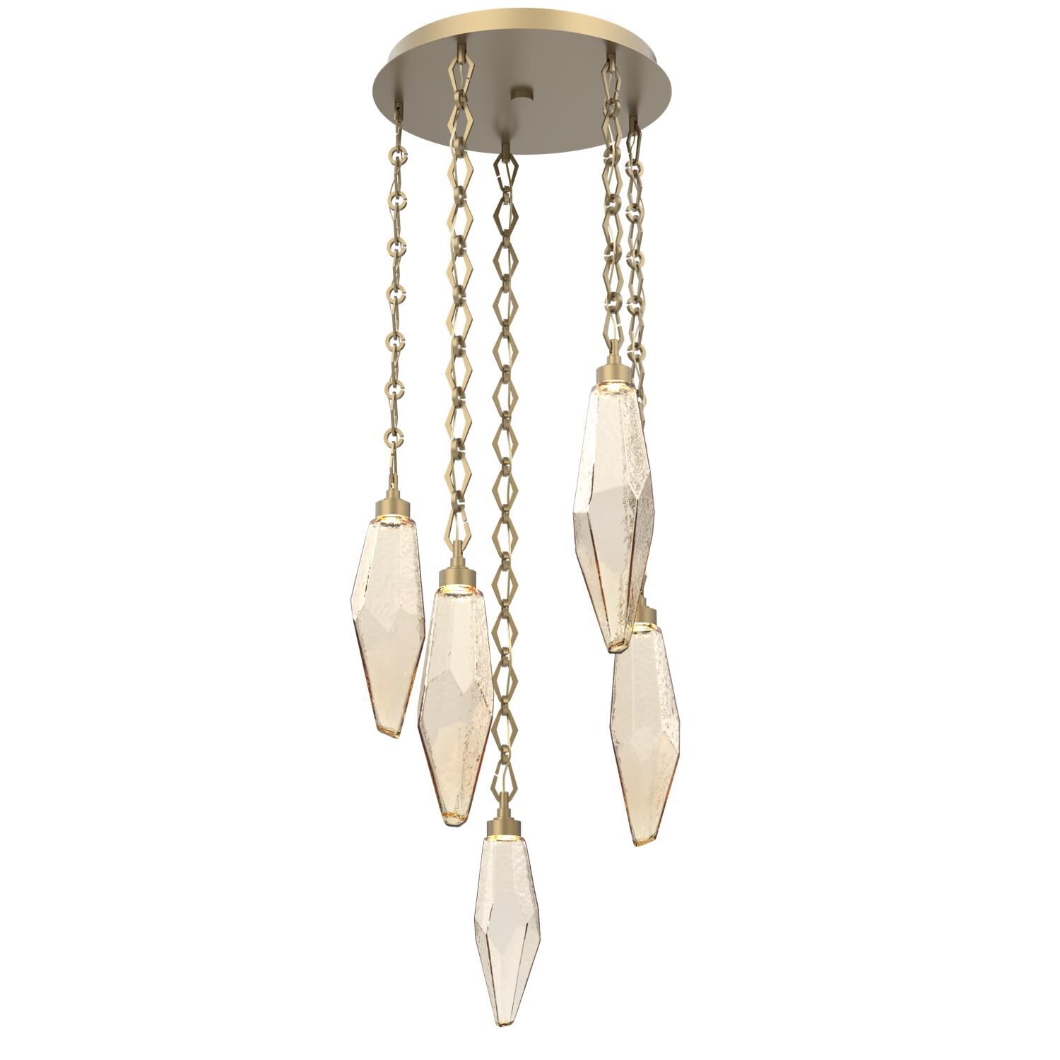 Shown in Gilded Brass finish and Amber glass