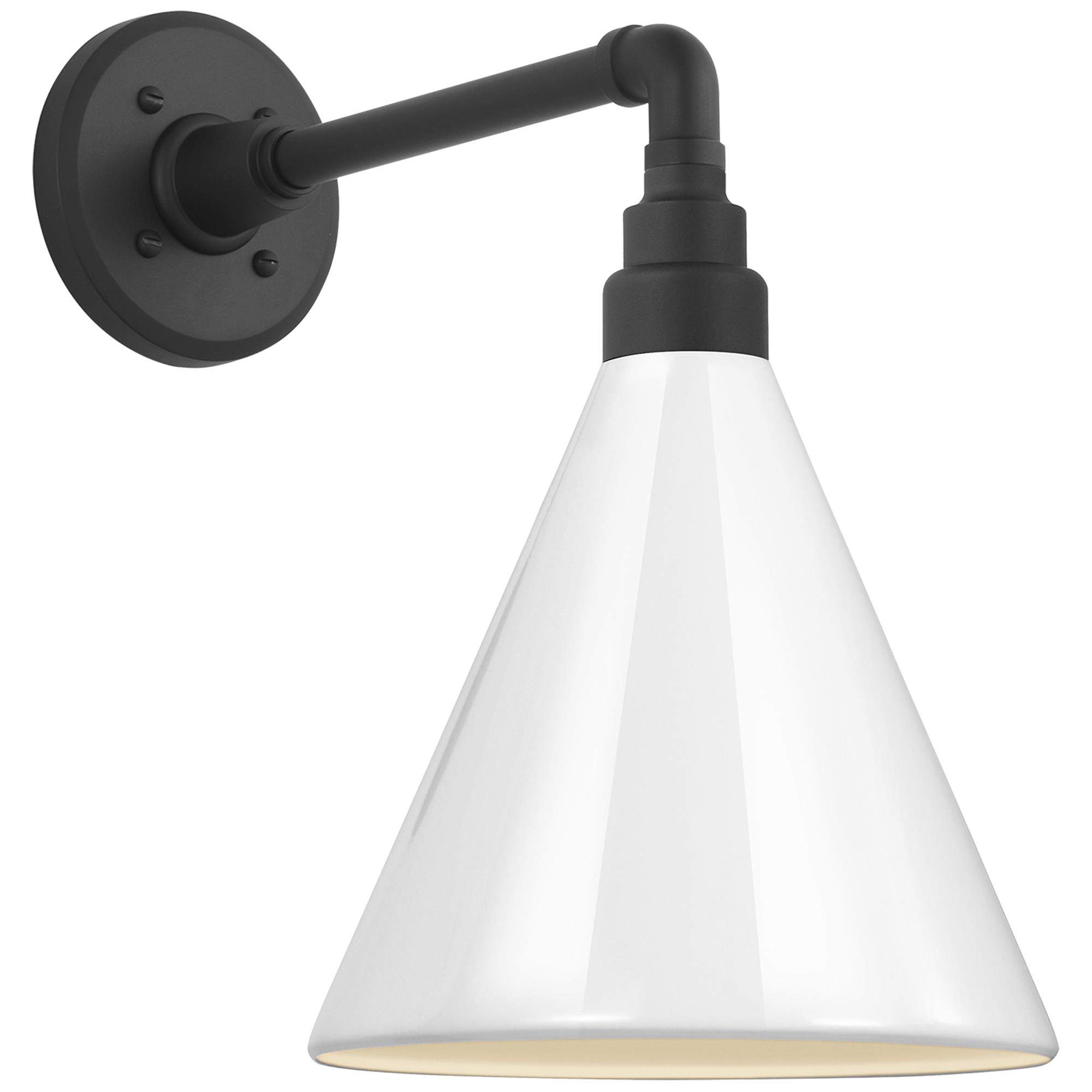Shown in Matte Black finish and White Conical Savannah shade