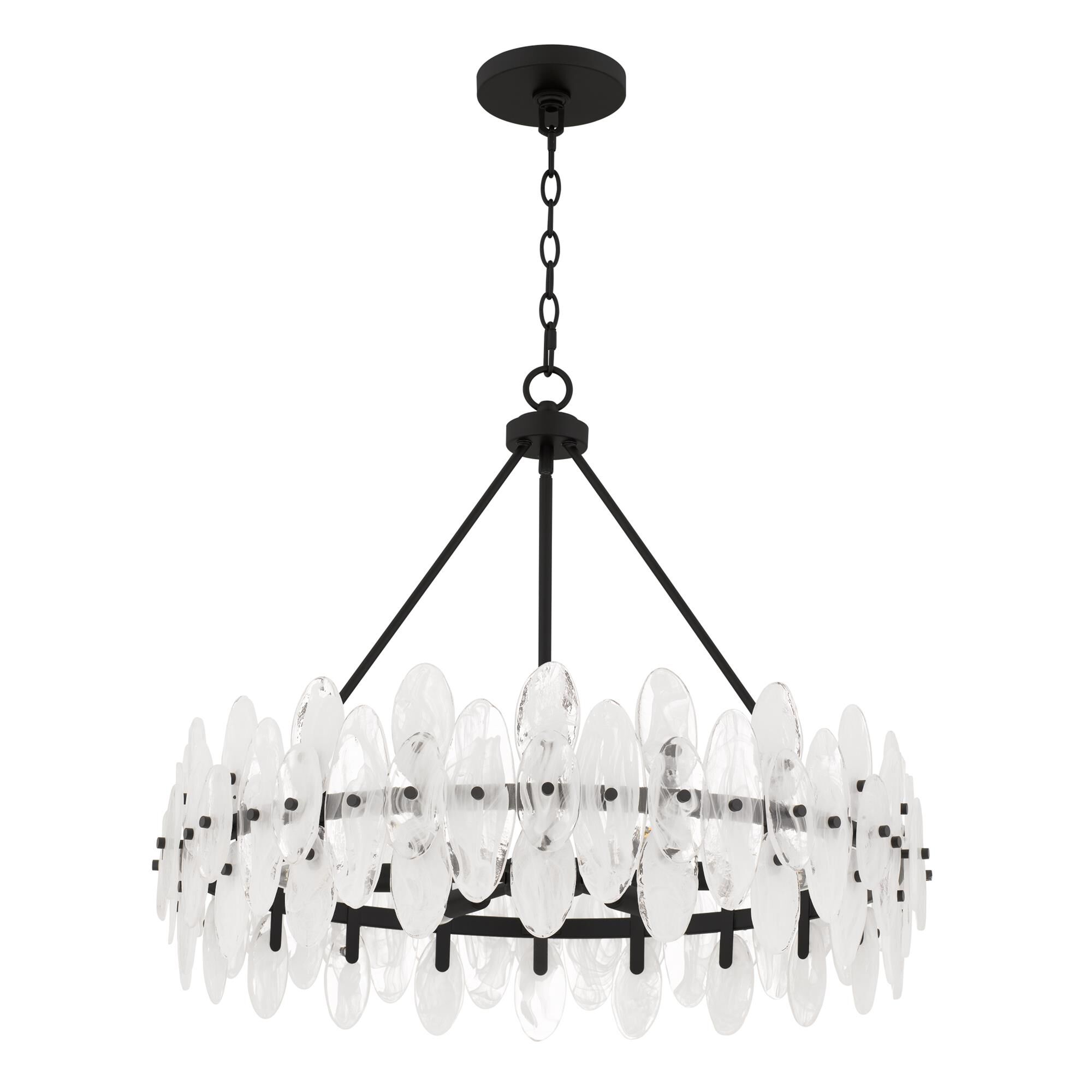 Shown in Matte Black finish and Glass shade