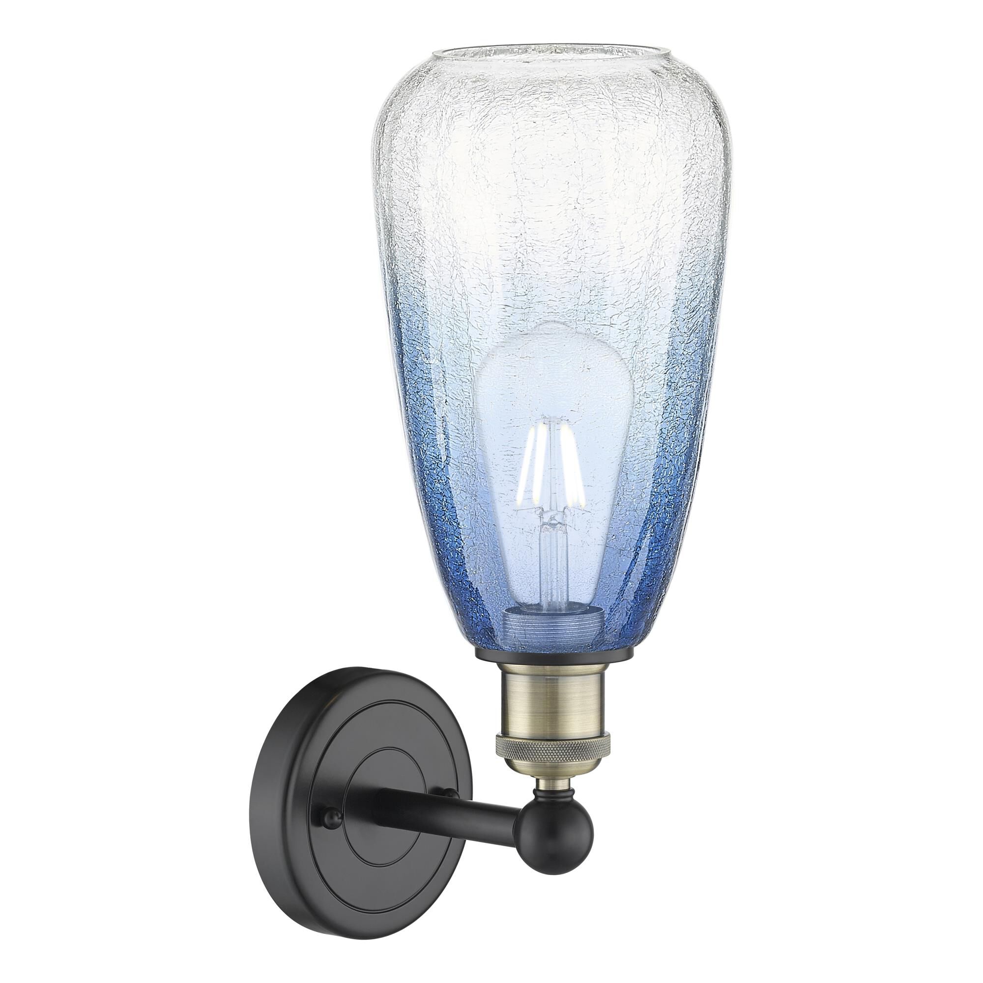 Shown in Black Antique Brass finish and Sapphire Blue glass