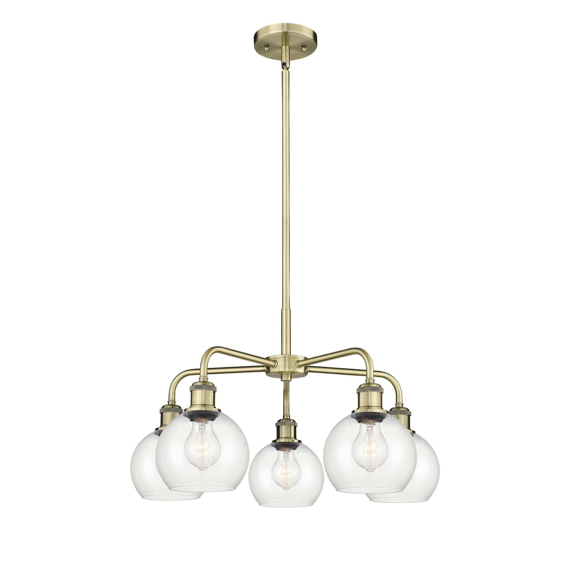 Shown in Antique Brass finish and Clear glass