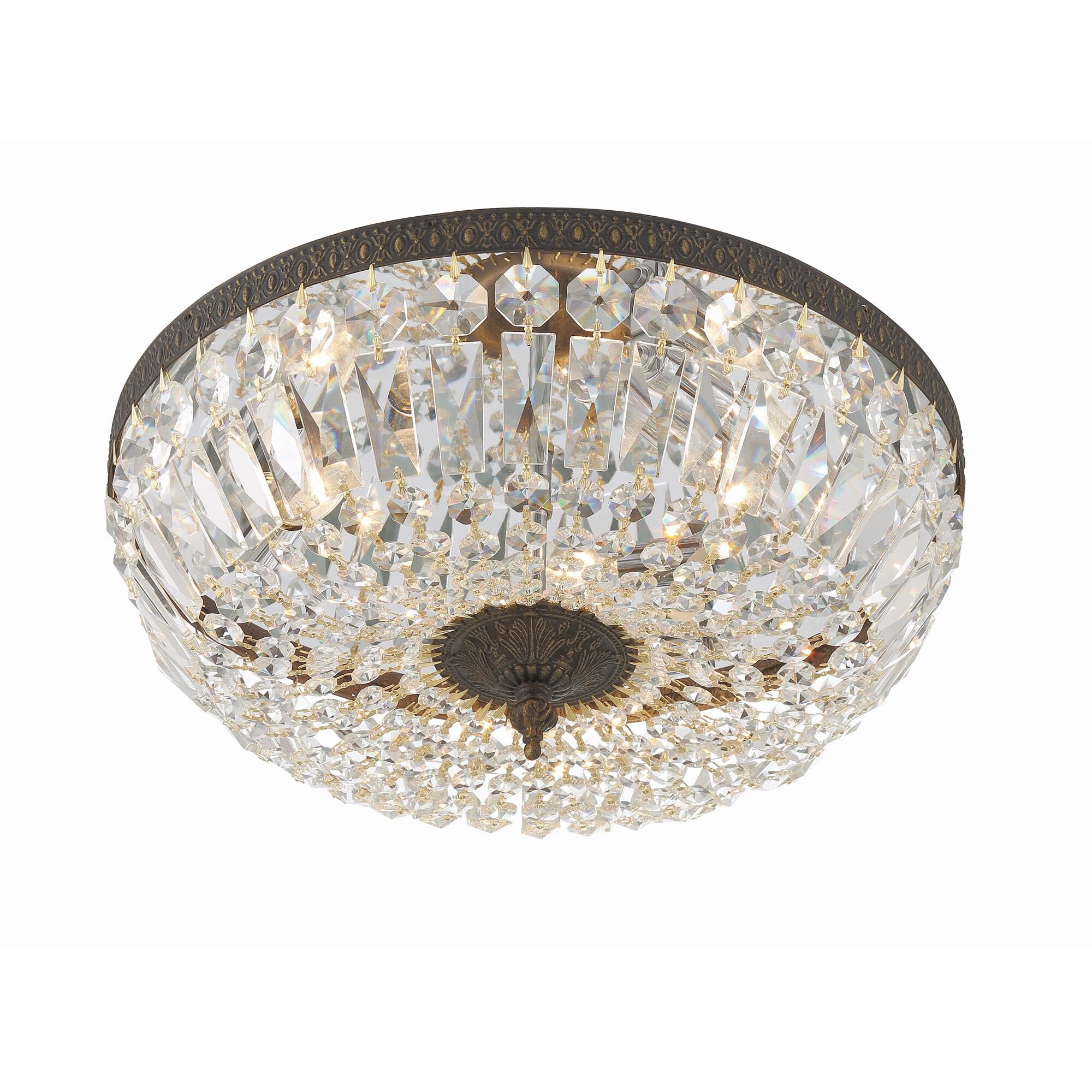 Shown in English Bronze finish and Hand Cut Crystal crystal and Lead Crystal glass