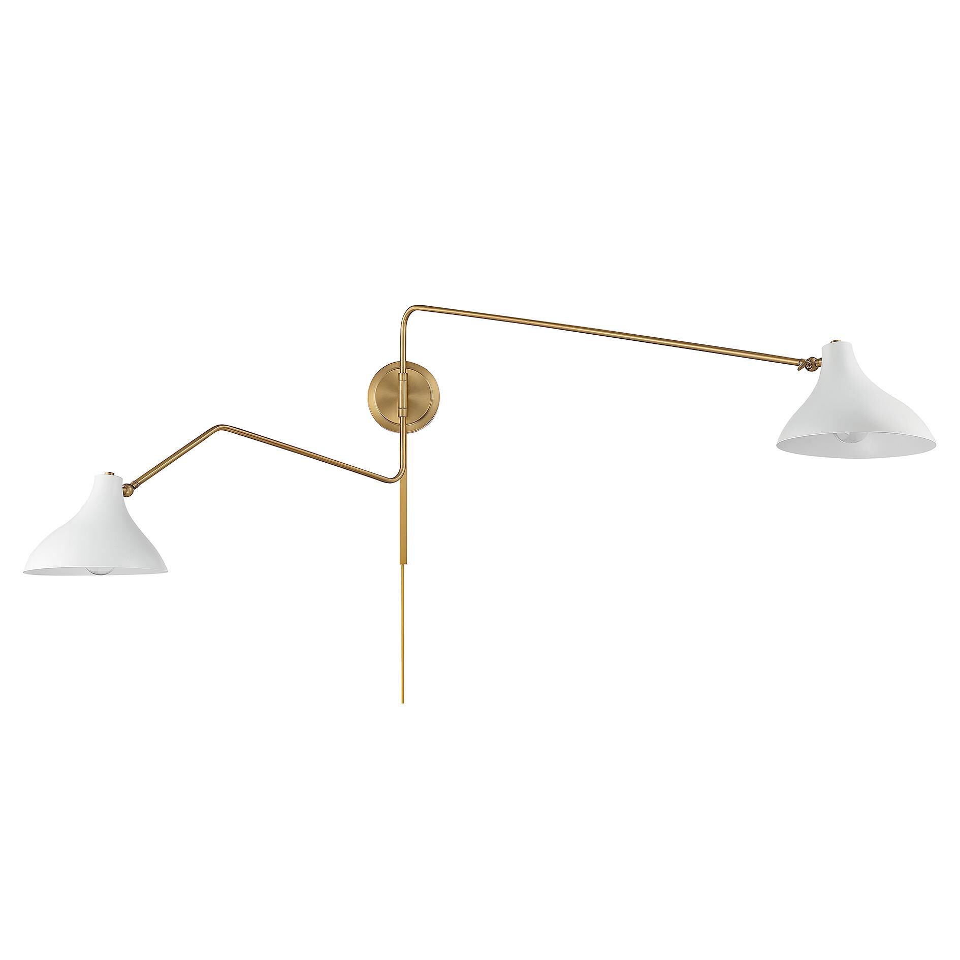 Shown in White with Natural Brass finish and White Metal shade