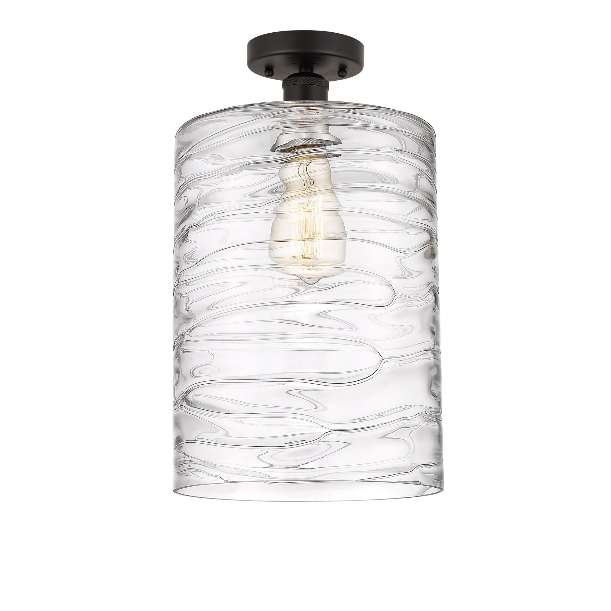 Shown in Oil Rubbed Bronze finish and Deco Swirl glass