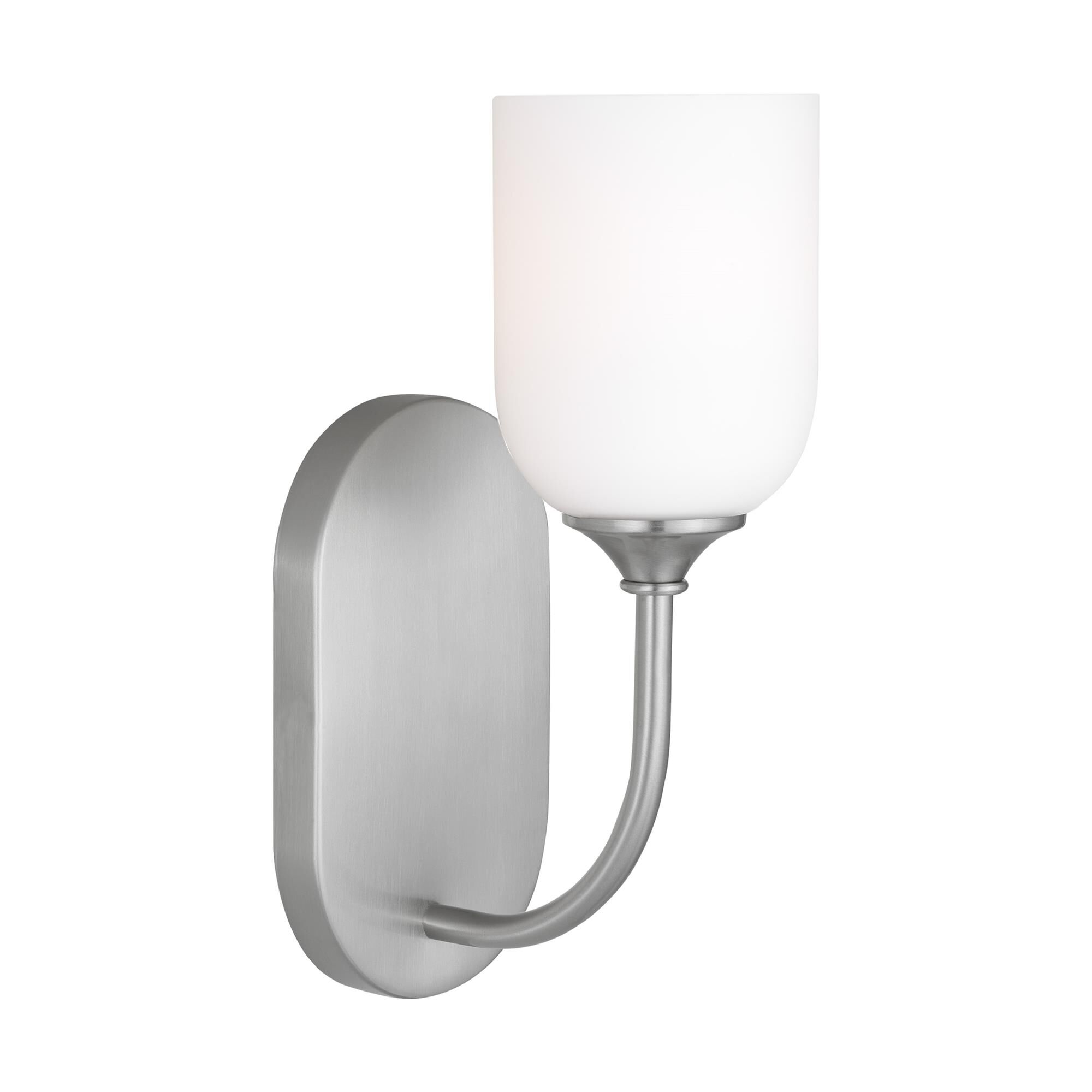 Shown in Brushed Steel finish and Etched / White Inside Glass shade