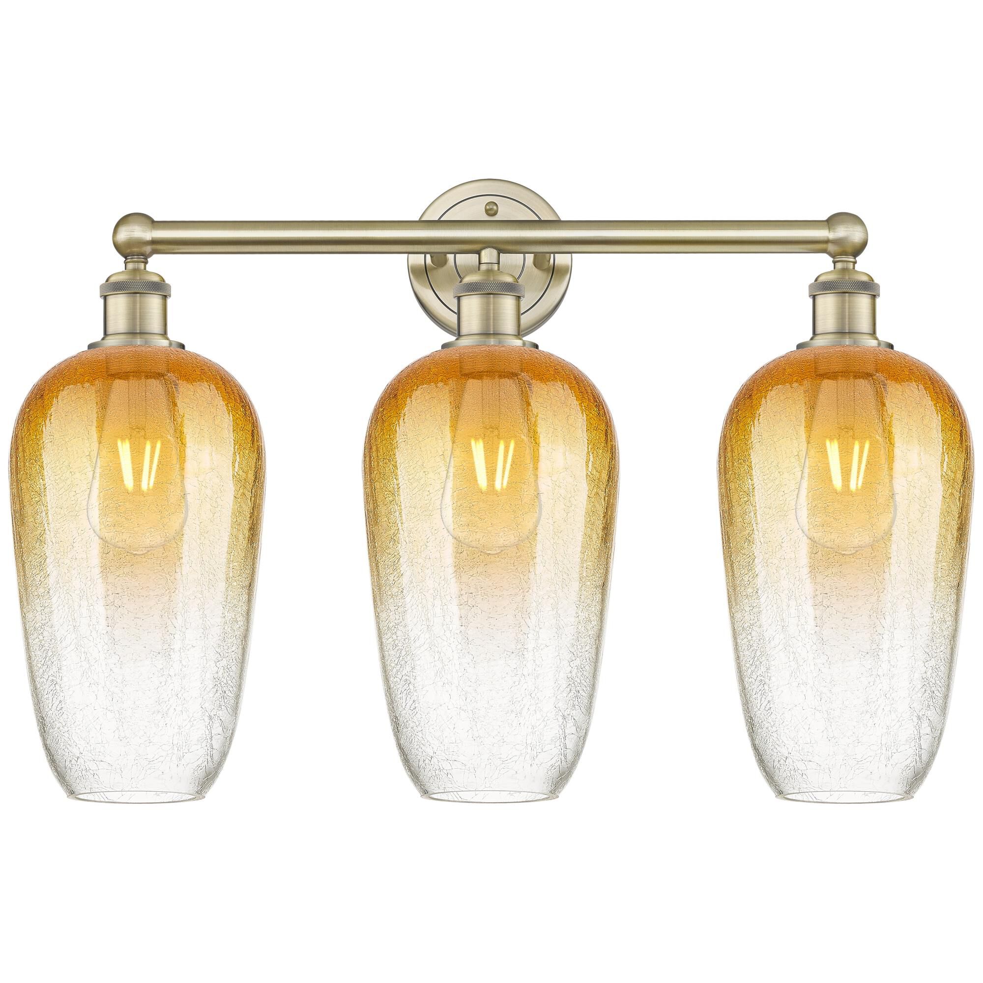 Shown in Antique Brass finish and Amber glass