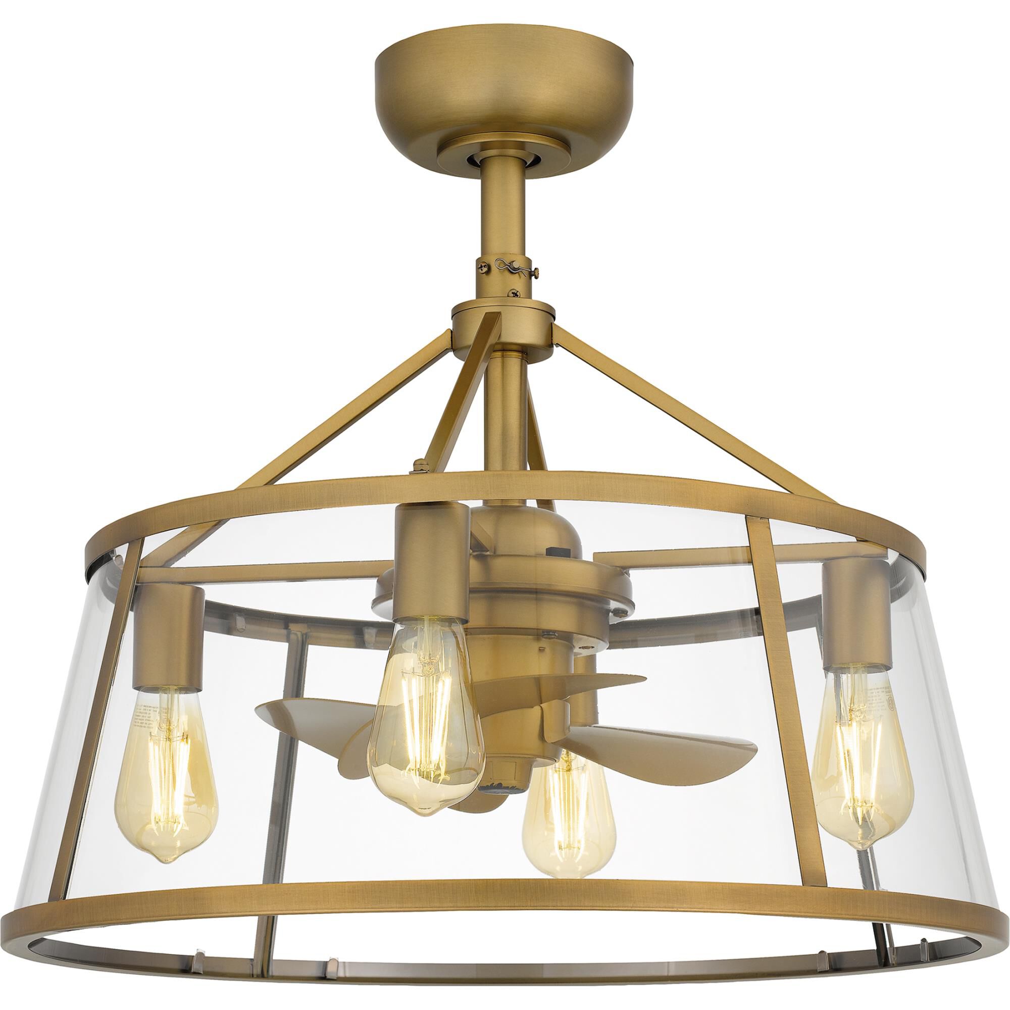 Shown in Weathered Brass finish and Clear Bend Glass shade