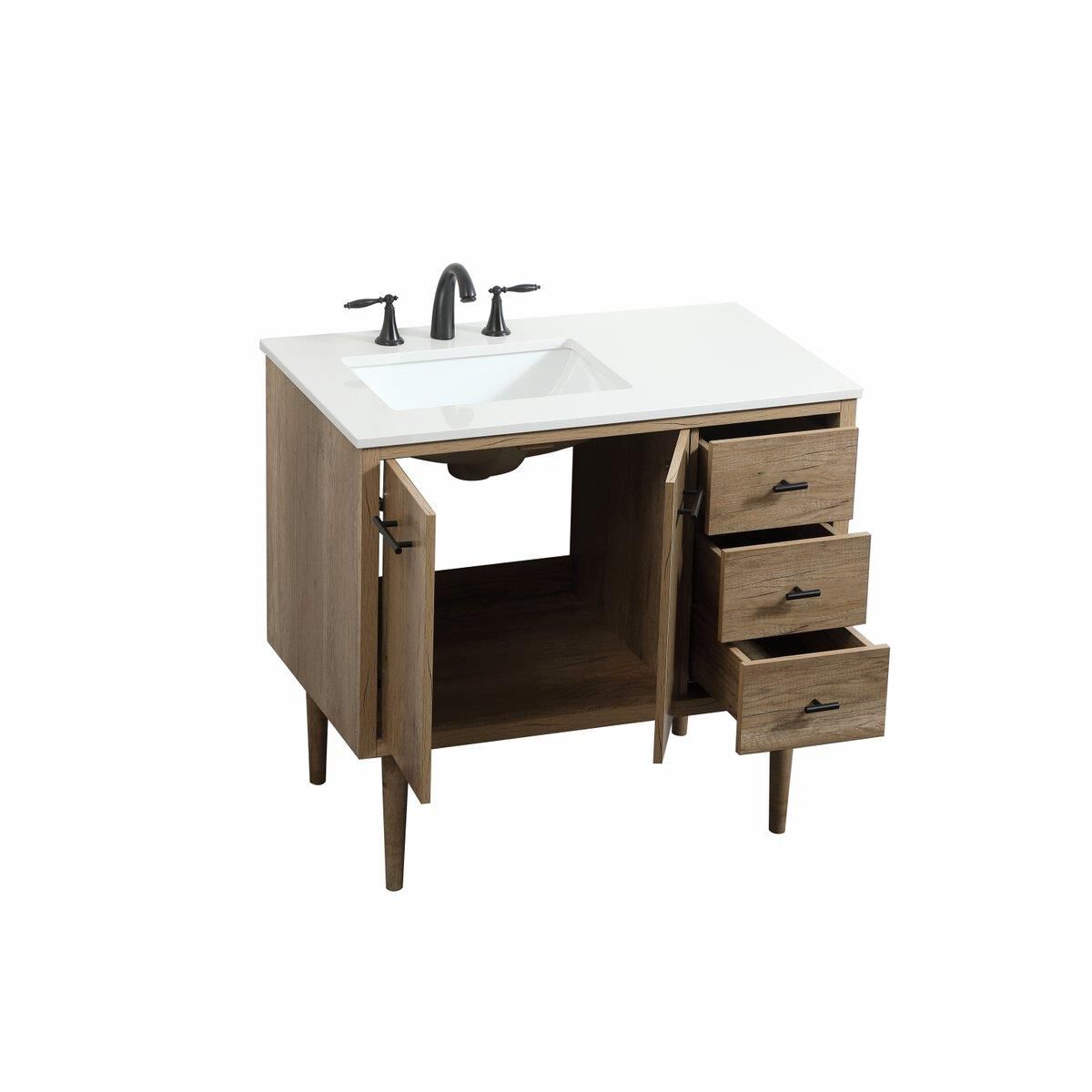 Shown in Natural Oak finish and No Backsplash accent