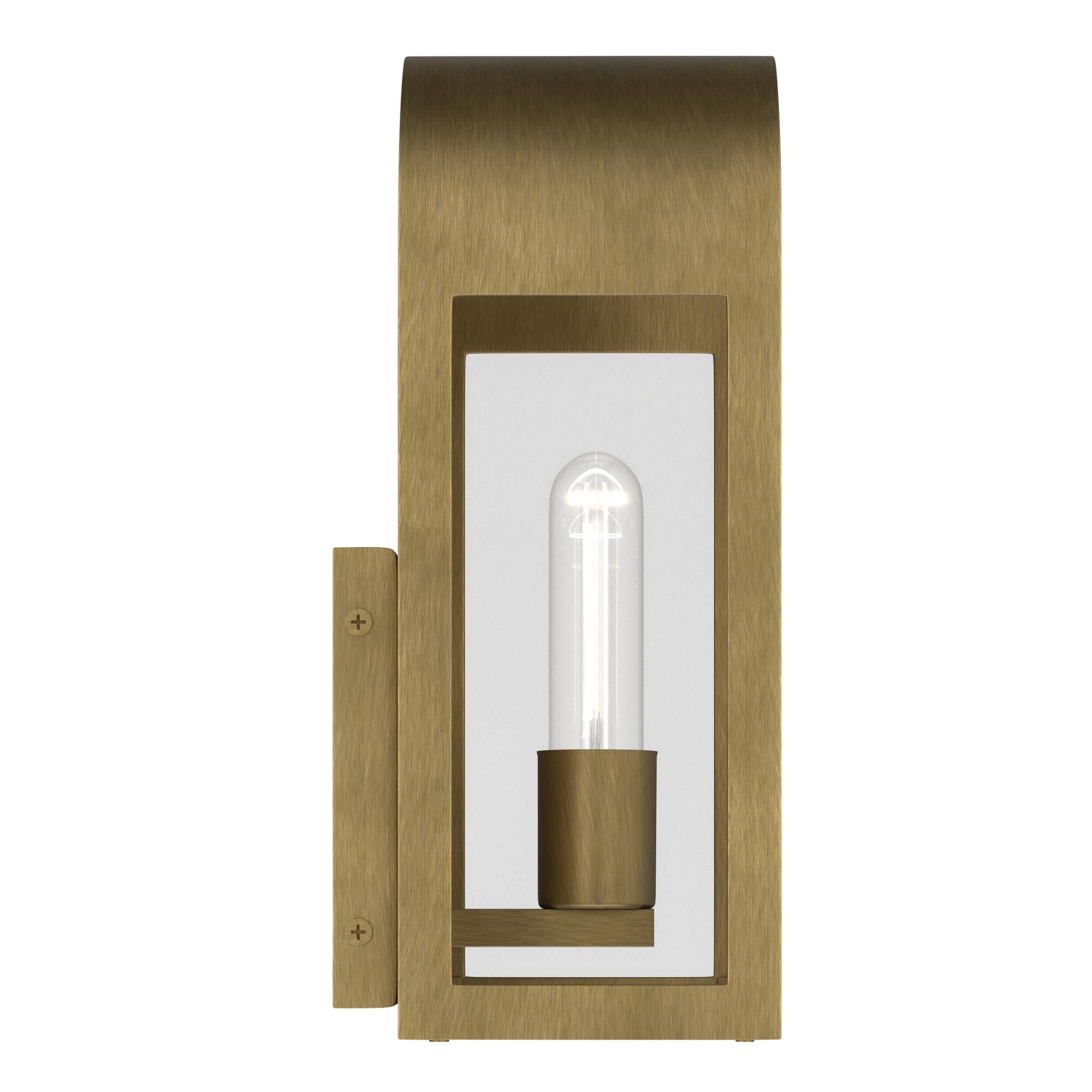 Shown in Natural Brass finish and Clear glass