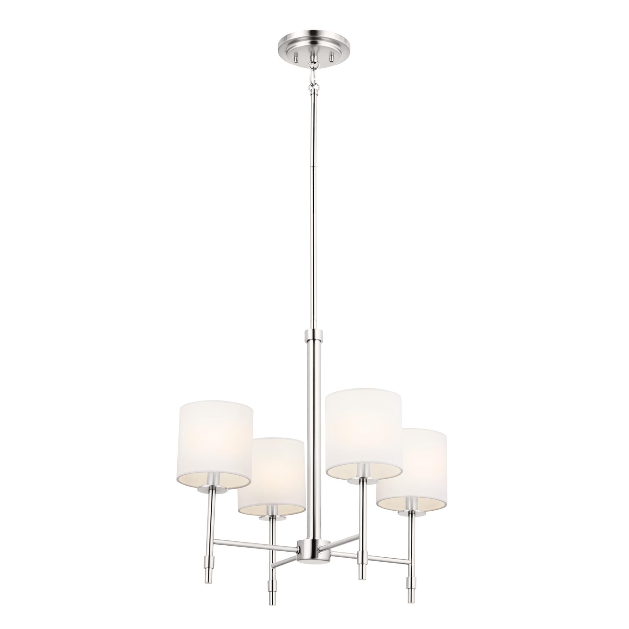 Shown in Polished Nickel finish and Fabric and Drum shade