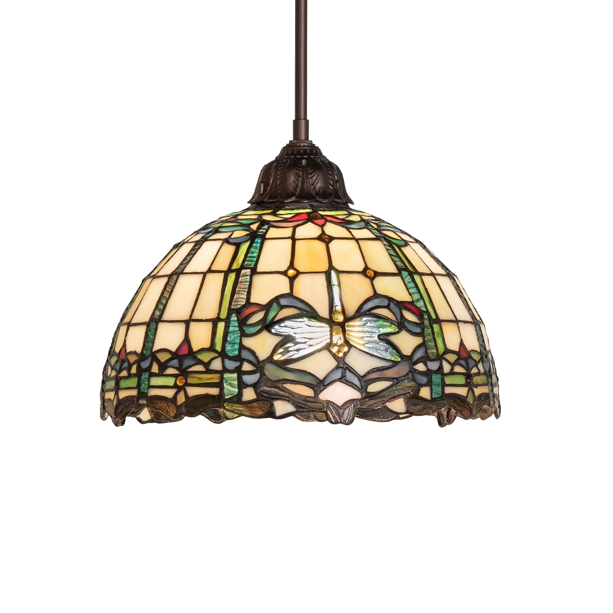 Shown in Mahogany Bronze finish and Ruby;Green;Blue glass