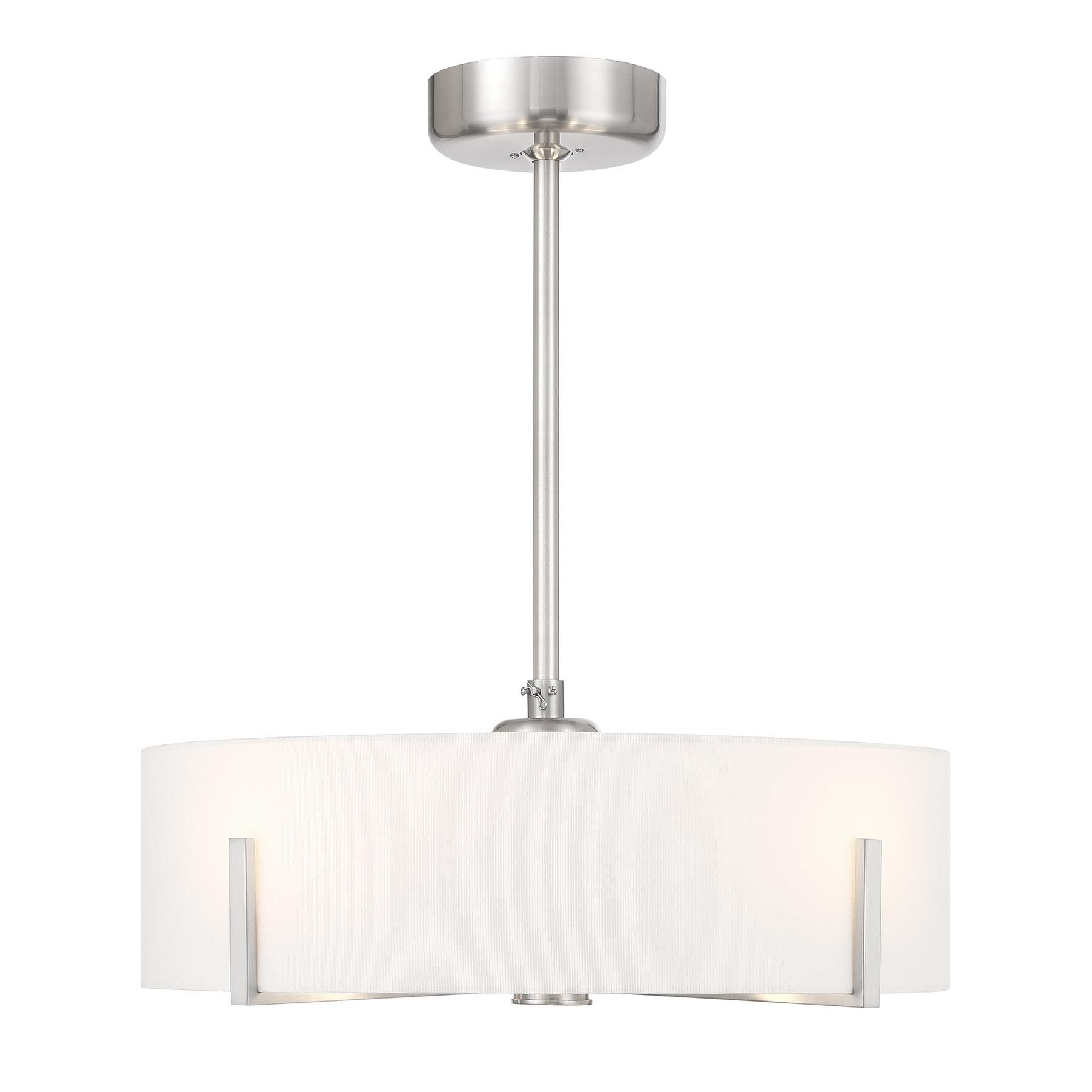 Shown in Satin Nickel finish and White Fabric shade
