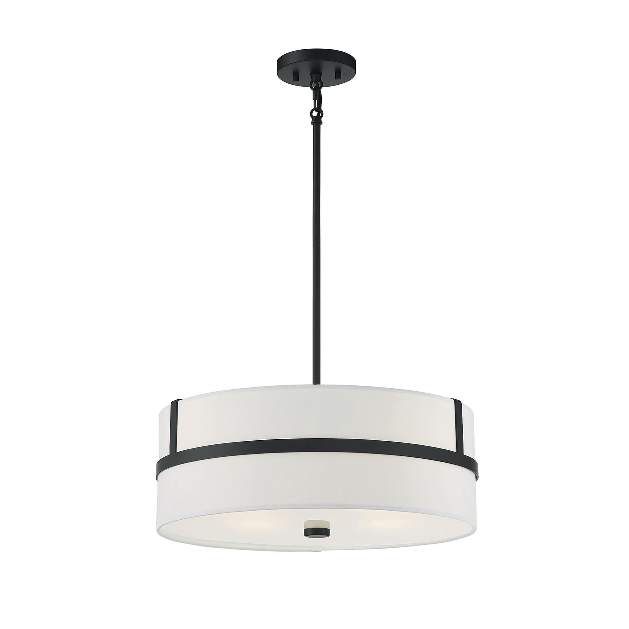 Shown in Matte Black finish and White Fabric shade