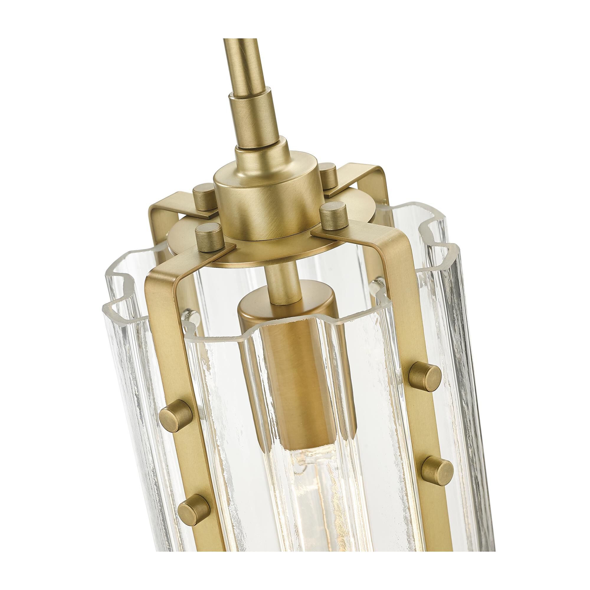 Shown in Rubbed Brass finish and Clear glass and Clear shade