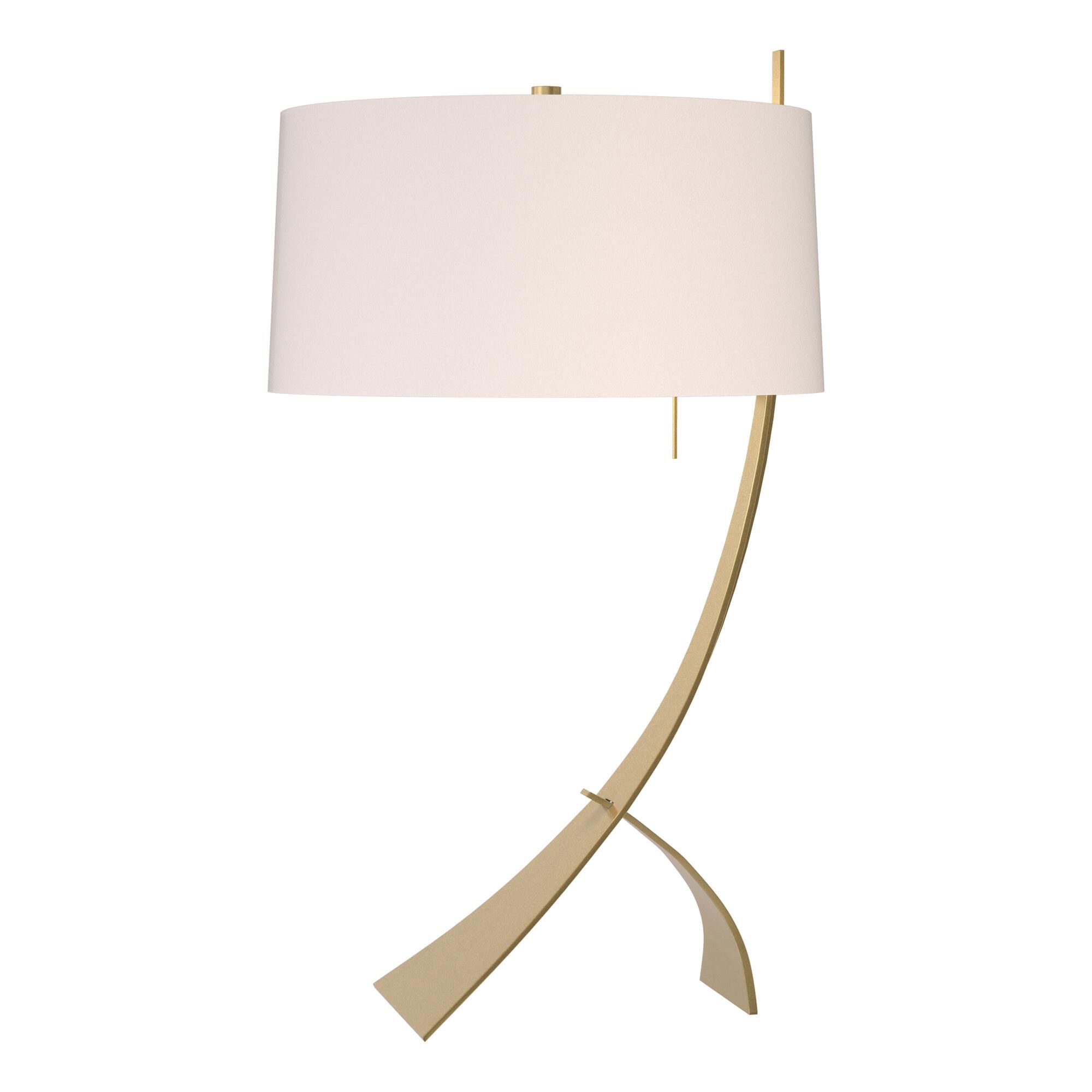 Shown in Modern Brass finish and Flax shade