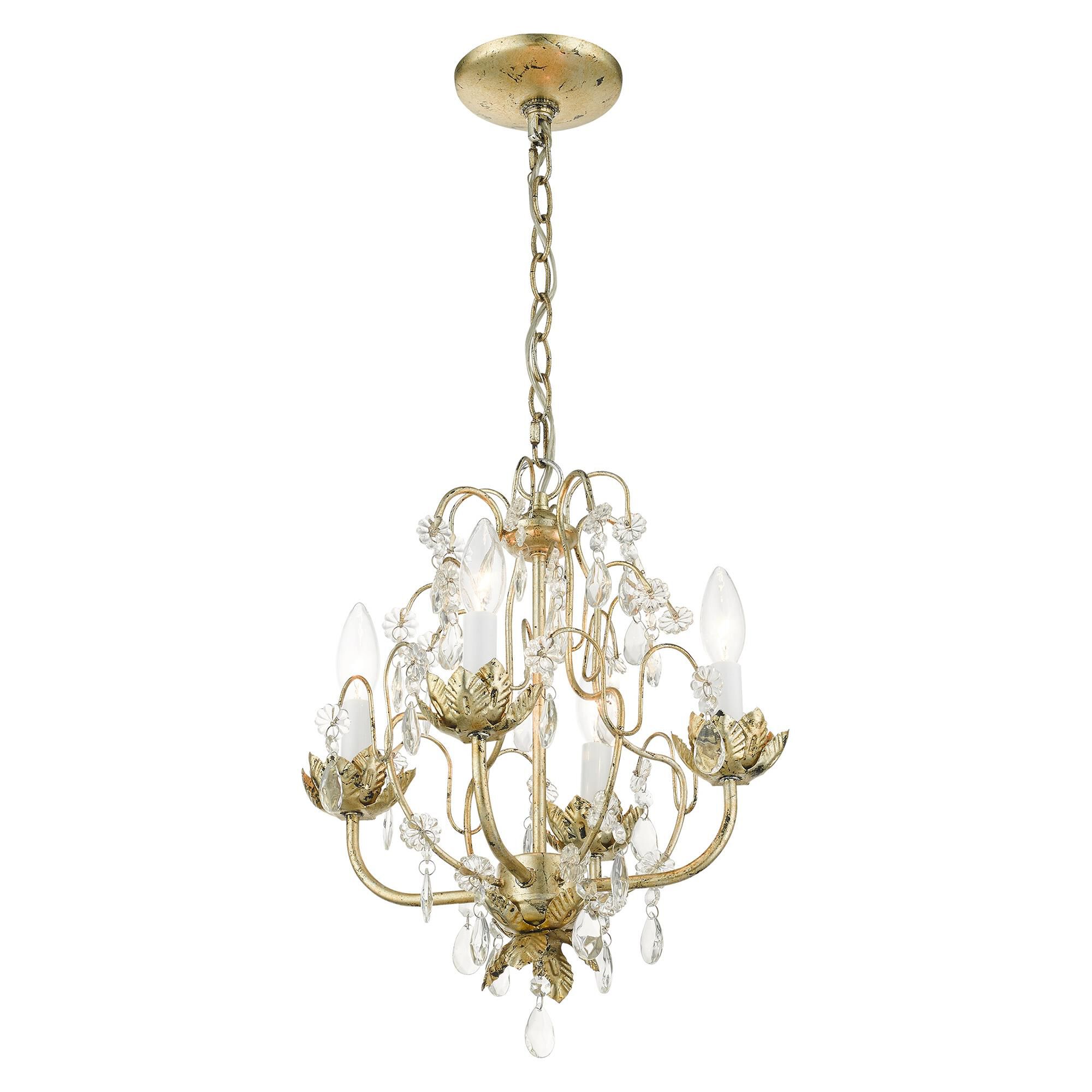 Shown in Winter Gold finish and Clear Crystal Accents glass and Clear Crystal Accents shade