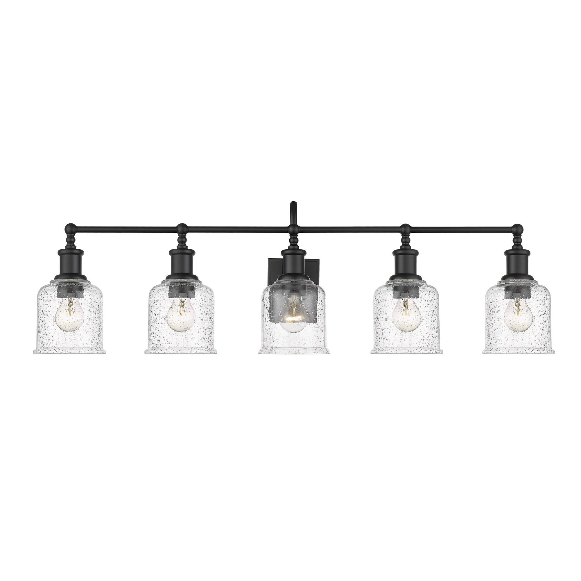 Shown in Matte Black finish and Glass shade