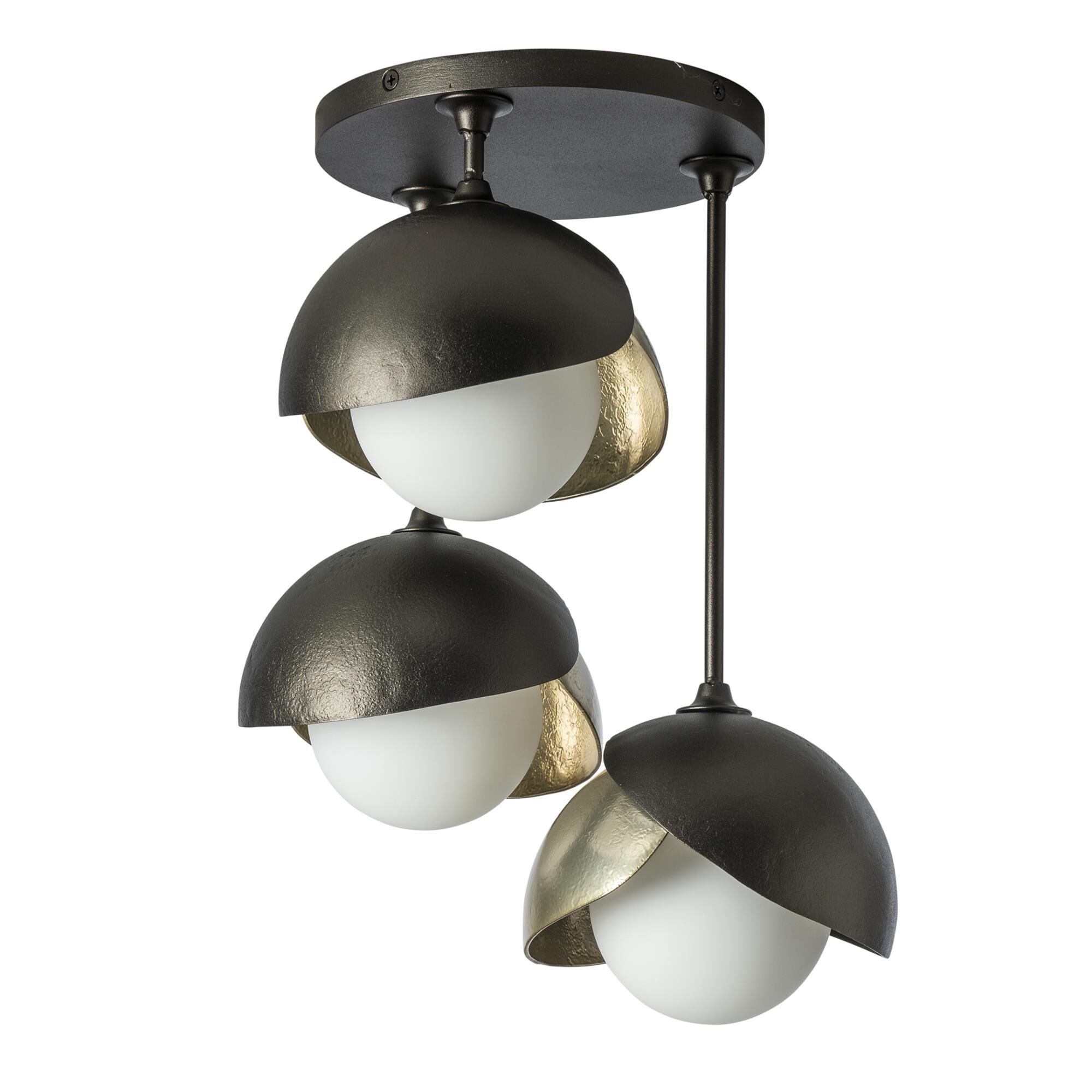 Shown in Oil Rubbed Bronze finish and Opal glass and Modern Brass  accent