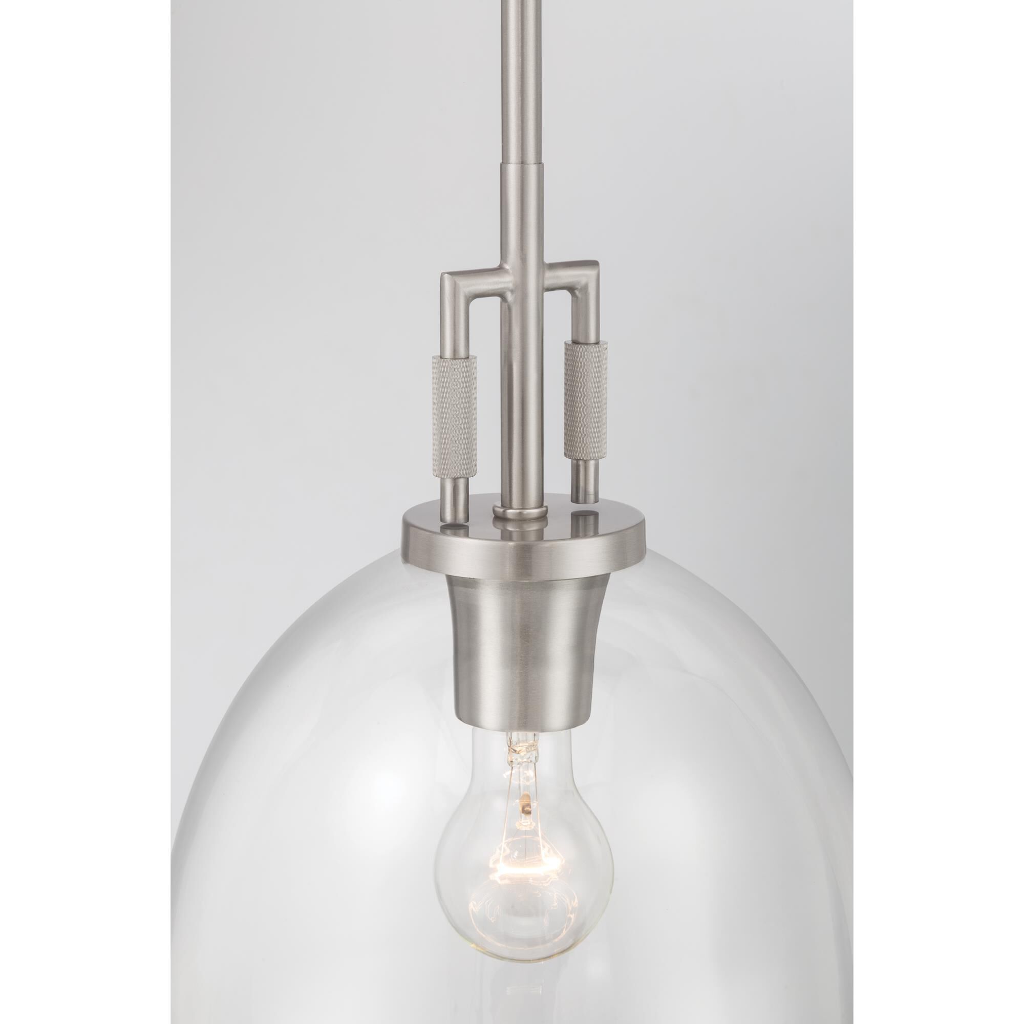 Shown in Brushed Nickel finish and Clear glass