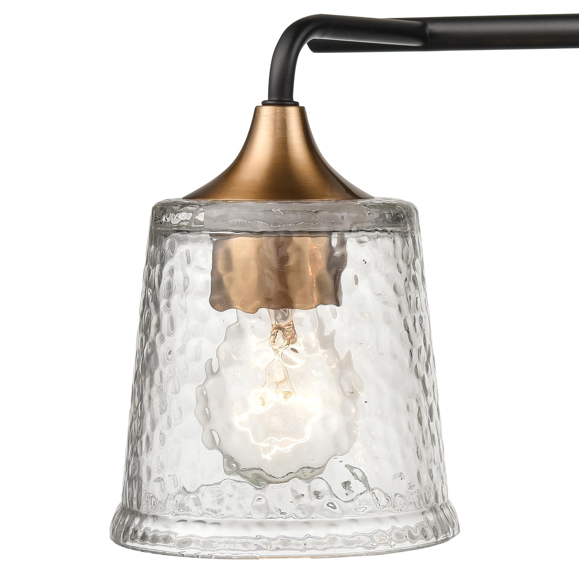 Shown in Black finish and Clear Hammered glass