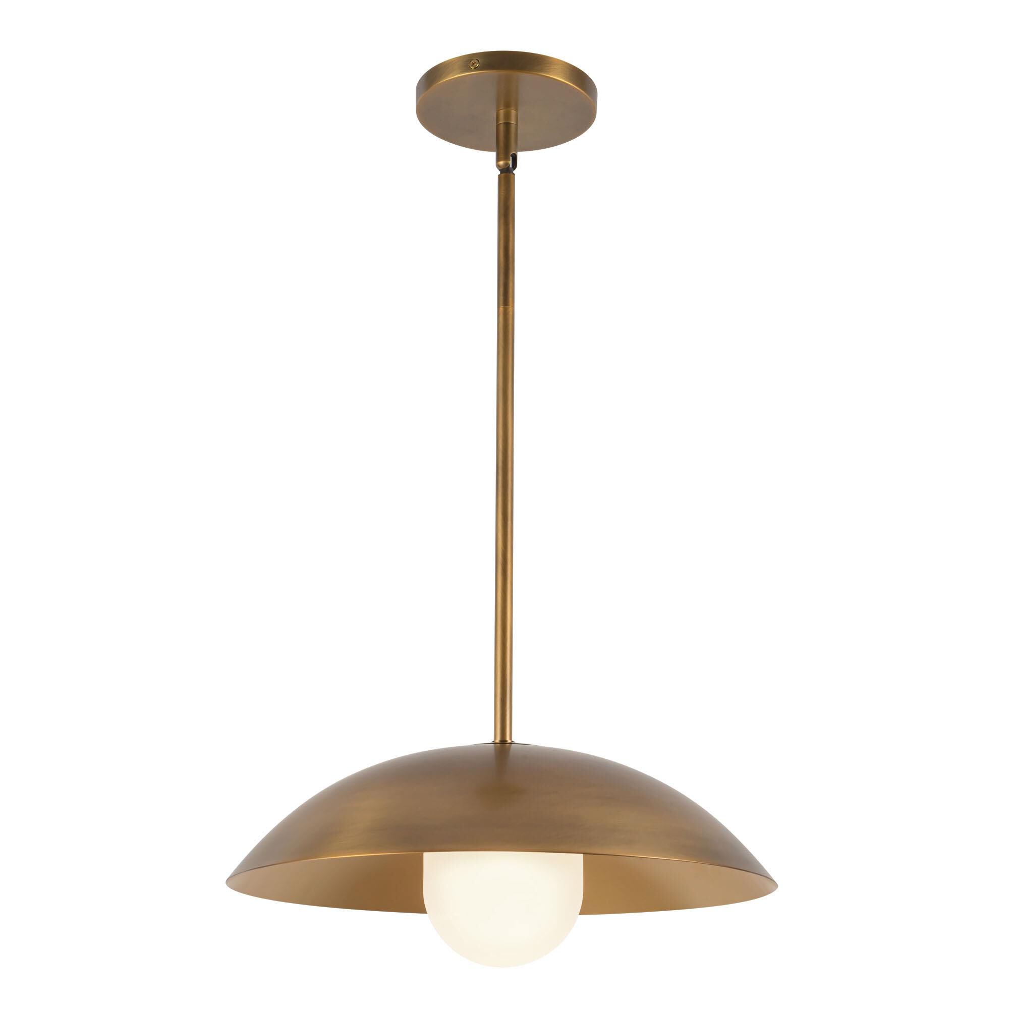 Shown in Vintage Brass finish and Matte Opal glass