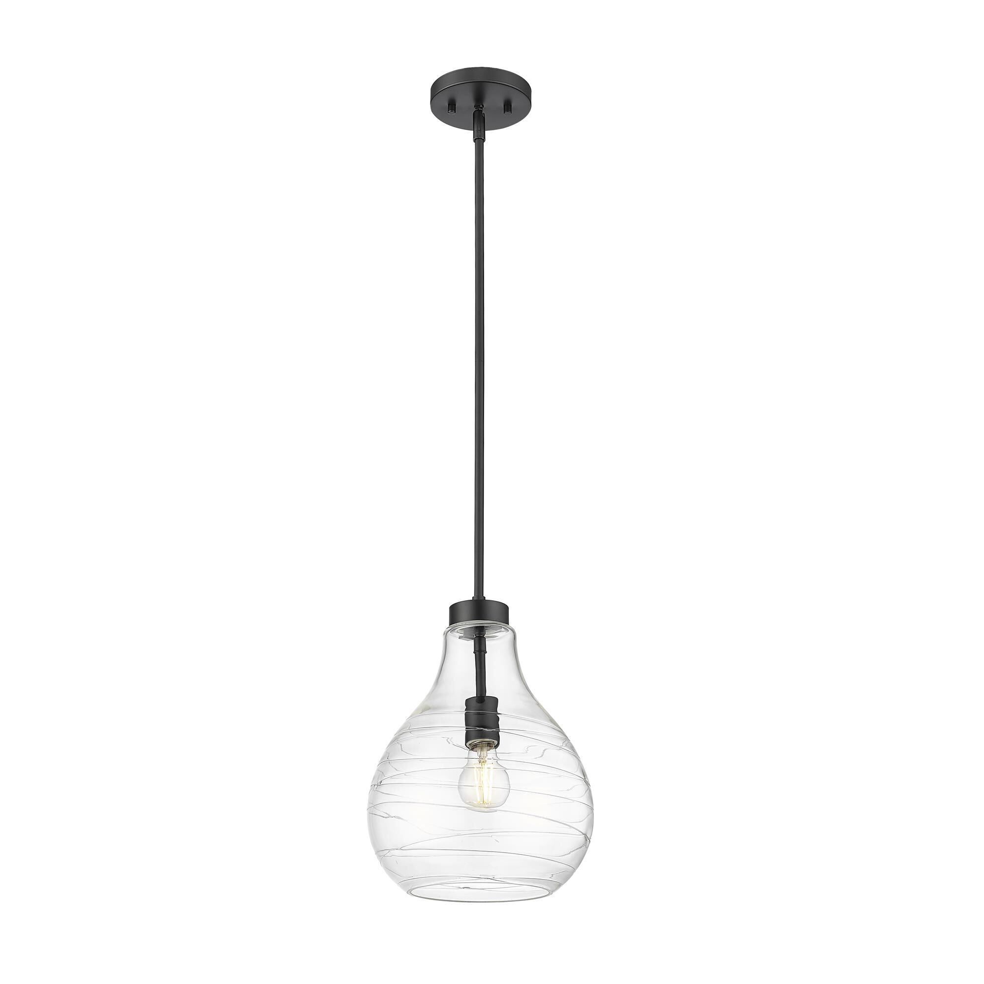 Shown in Matte Black finish and Clear glass and Clear shade