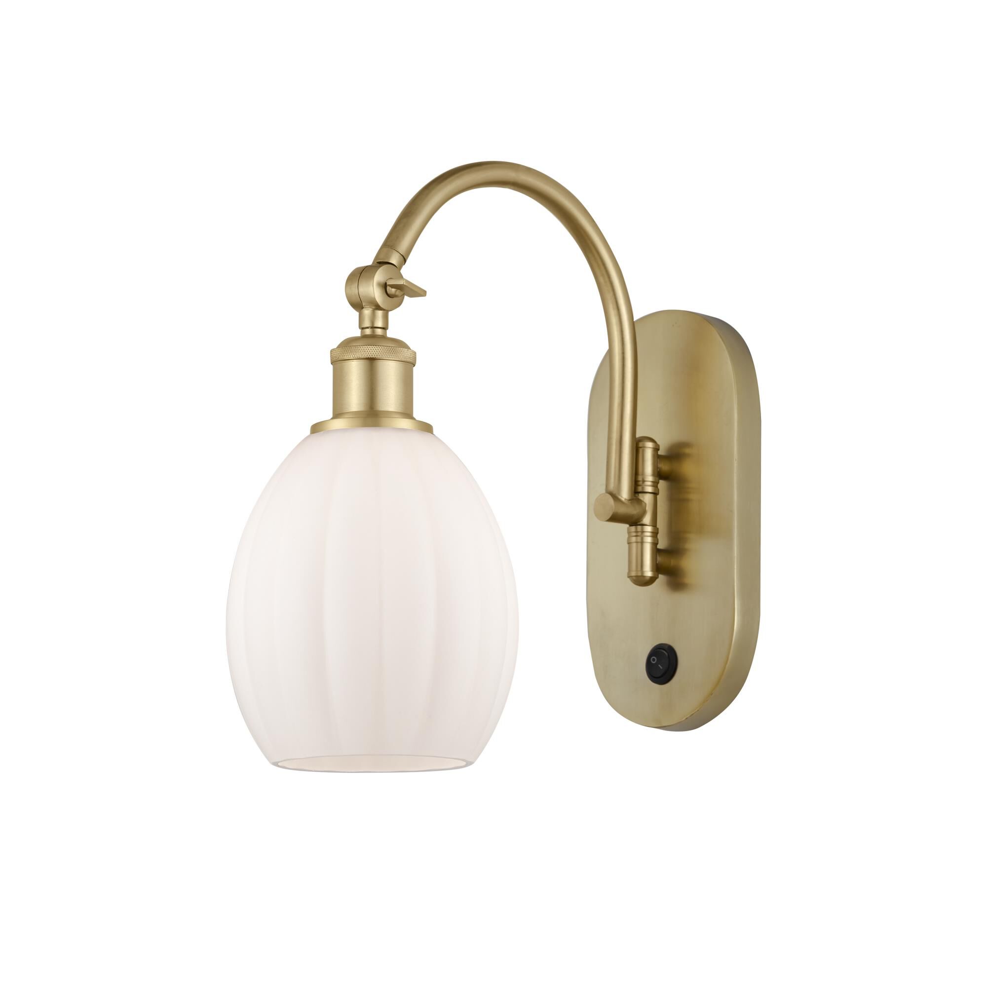 Shown in Satin Gold finish and Matte White glass