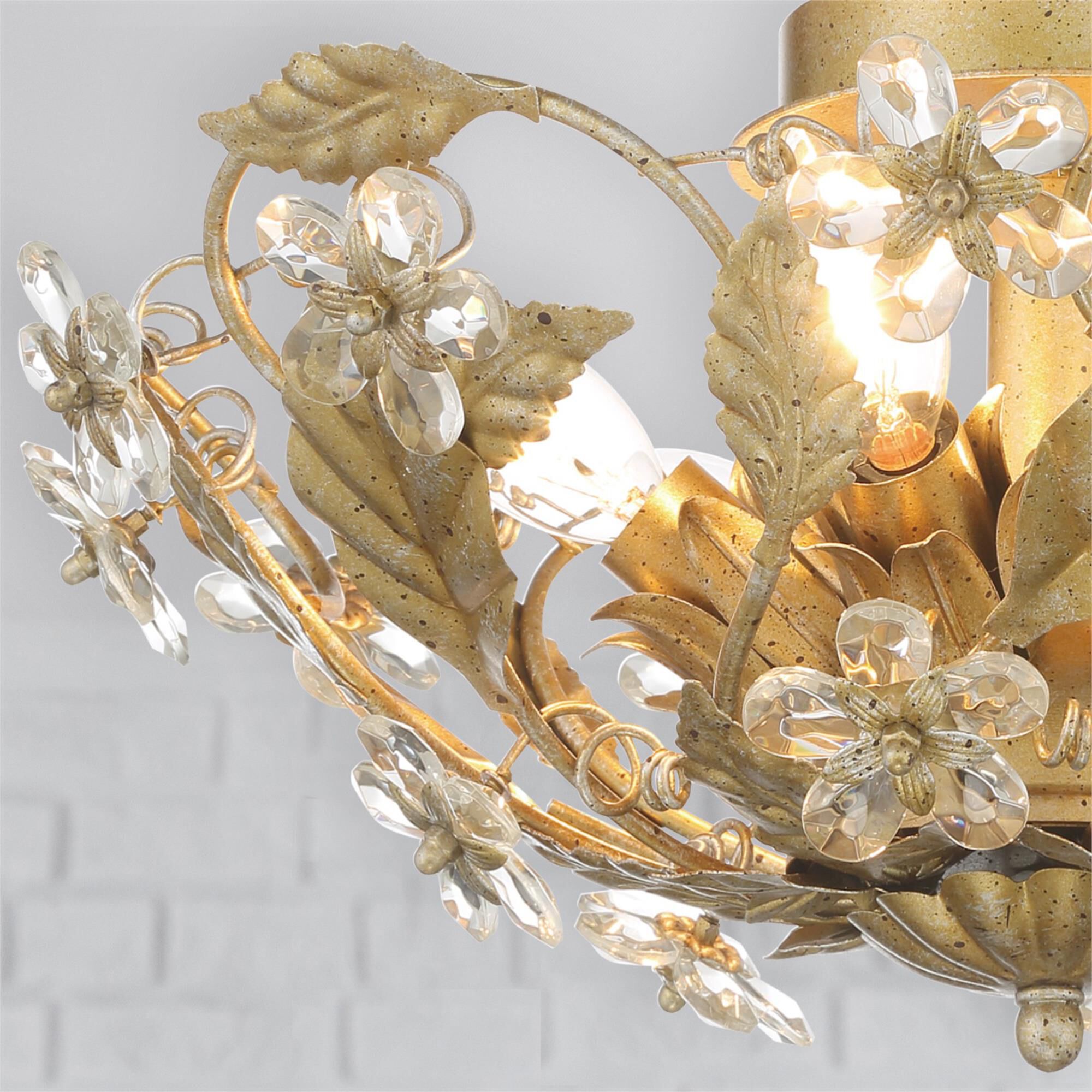 Shown in Gold Leaf finish and Clear Hand Cut crystal