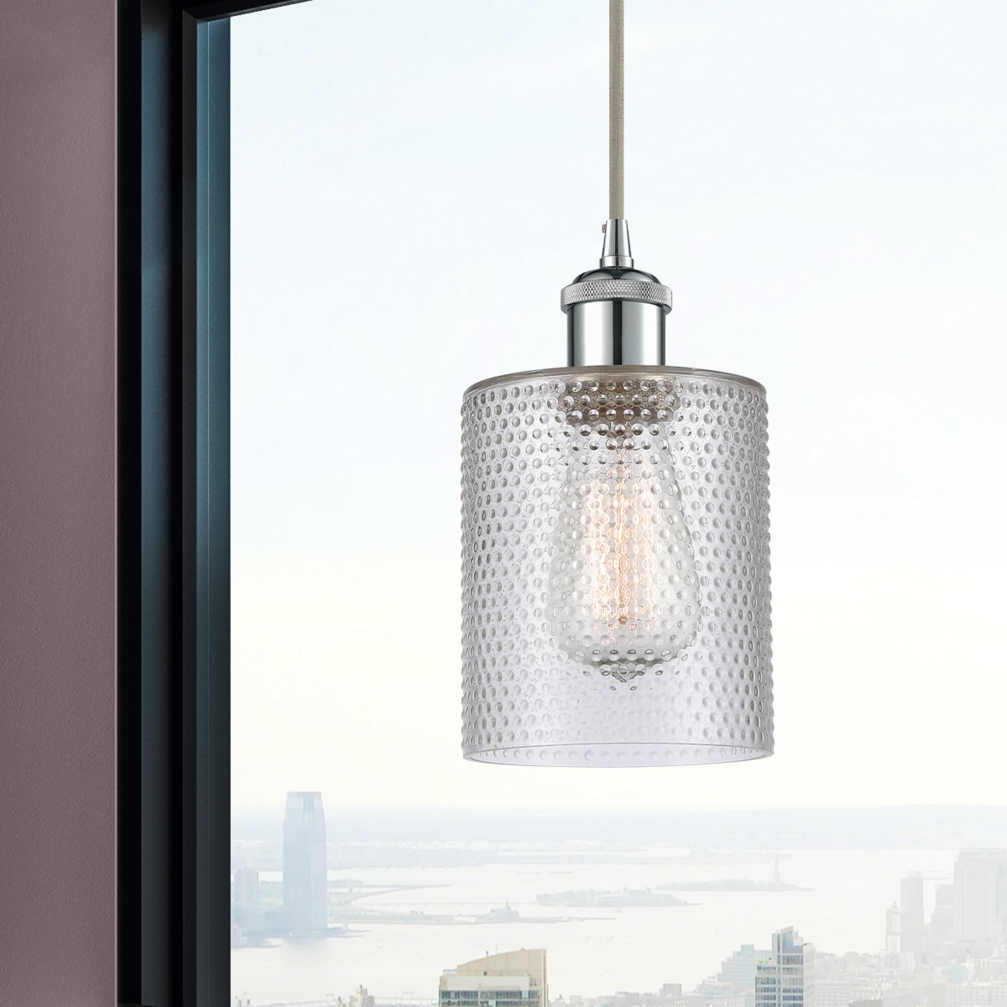 Shown in Polished Chrome finish and Clear Ripple glass