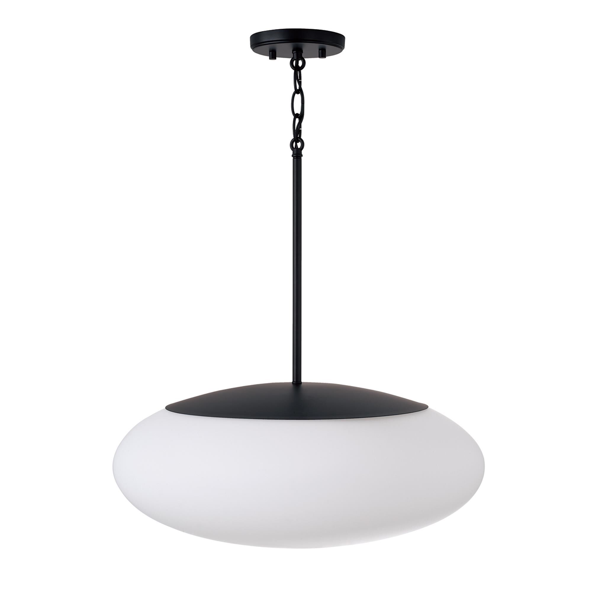 Shown in Matte Black finish and Soft White glass