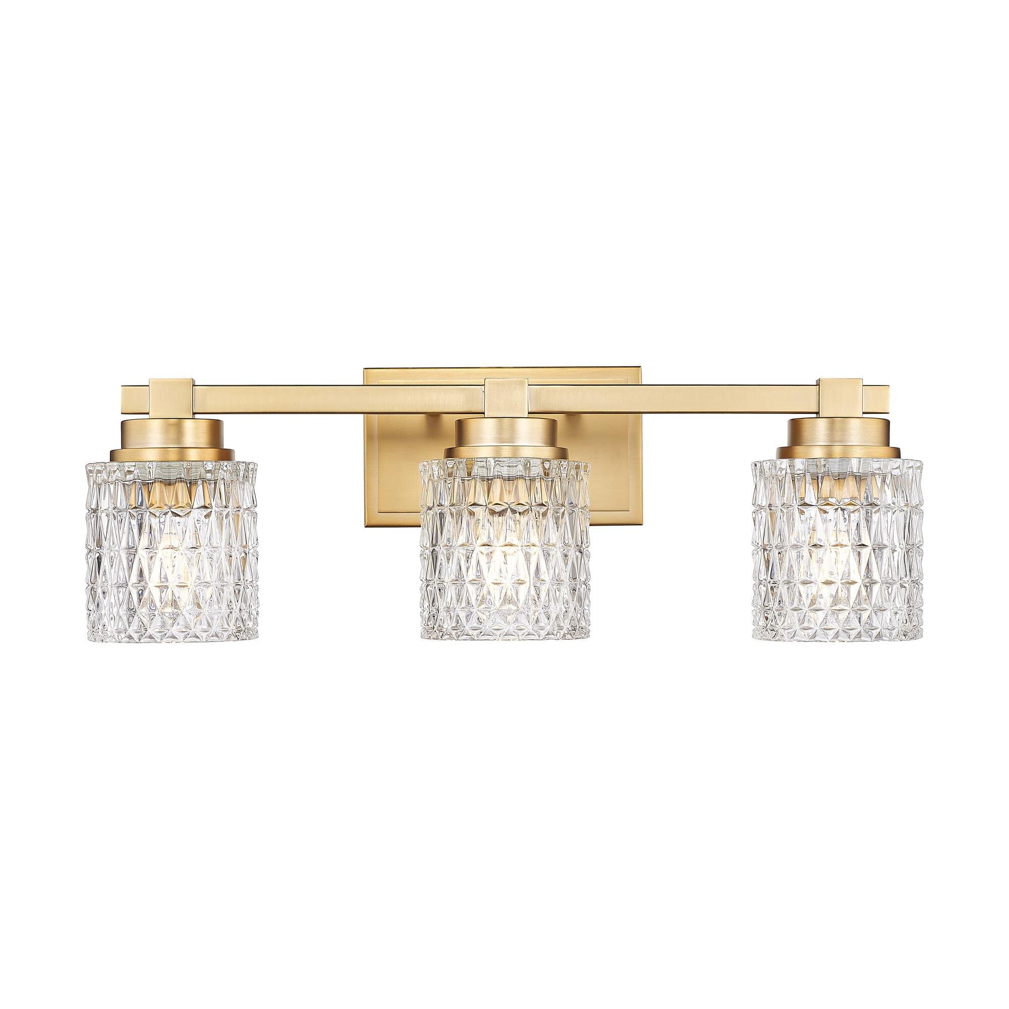 Shown in Modern Gold finish and Clear Diamond glass