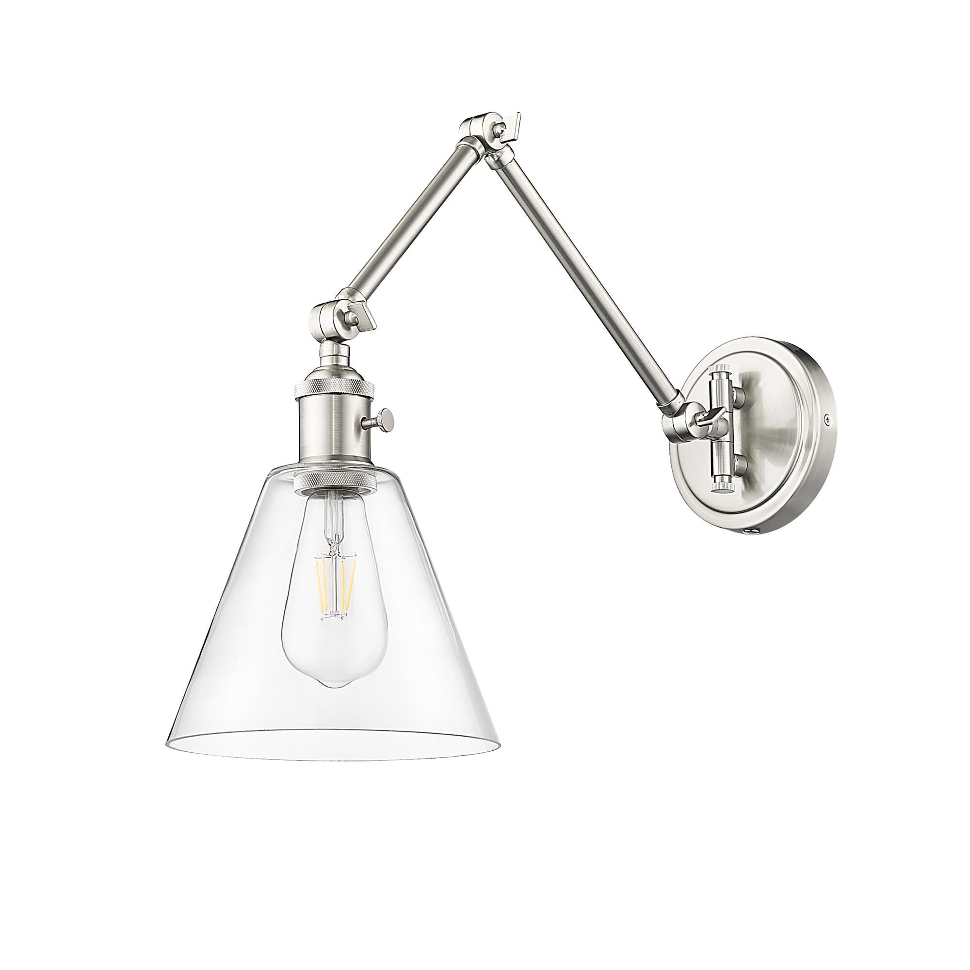 Shown in Brushed Nickel finish and Brushed Nickel shade
