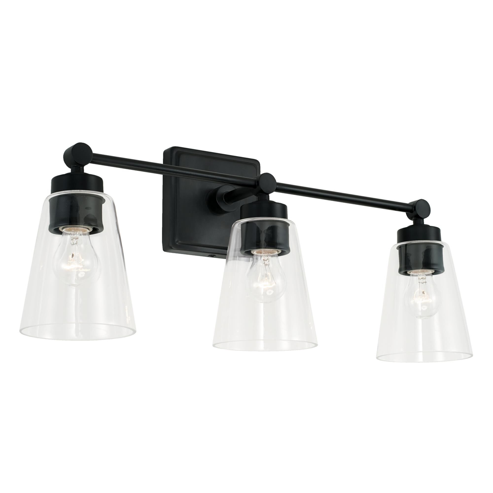 Shown in Matte Black finish and Clear glass