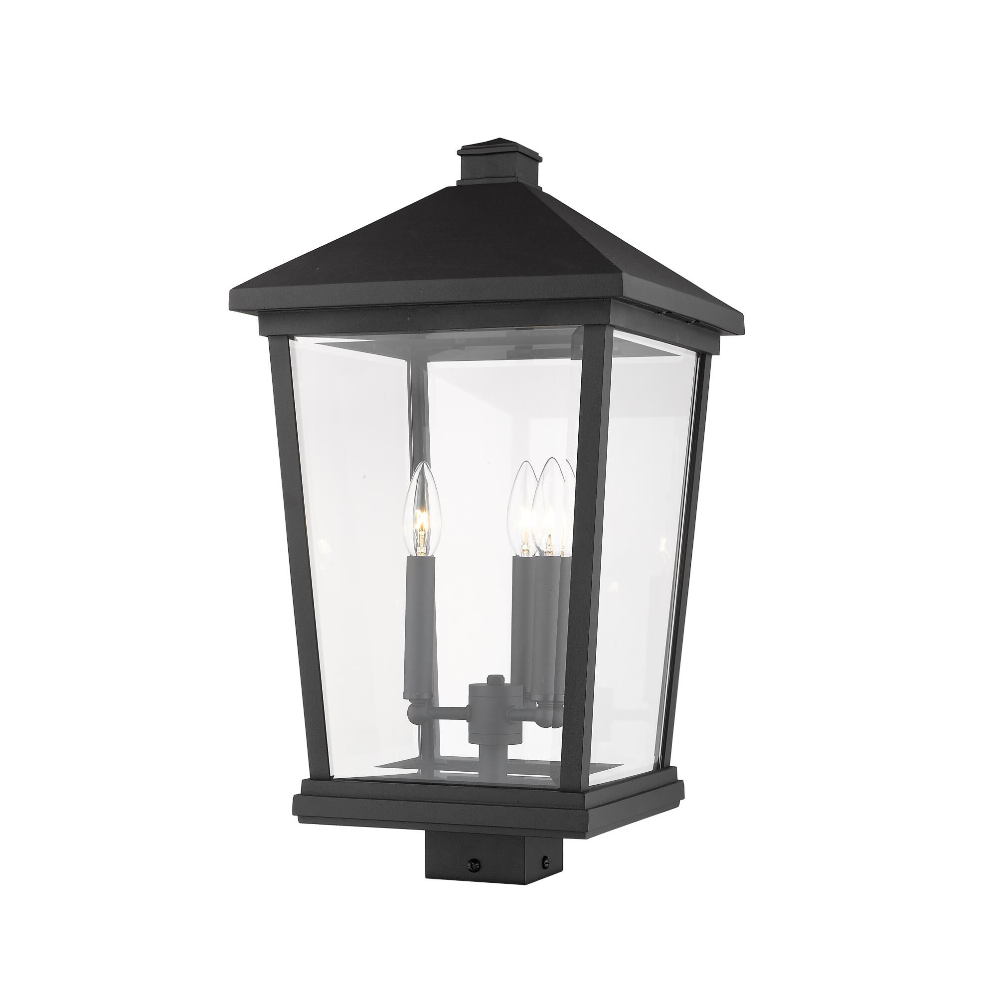 Shown in Black finish and Glass shade