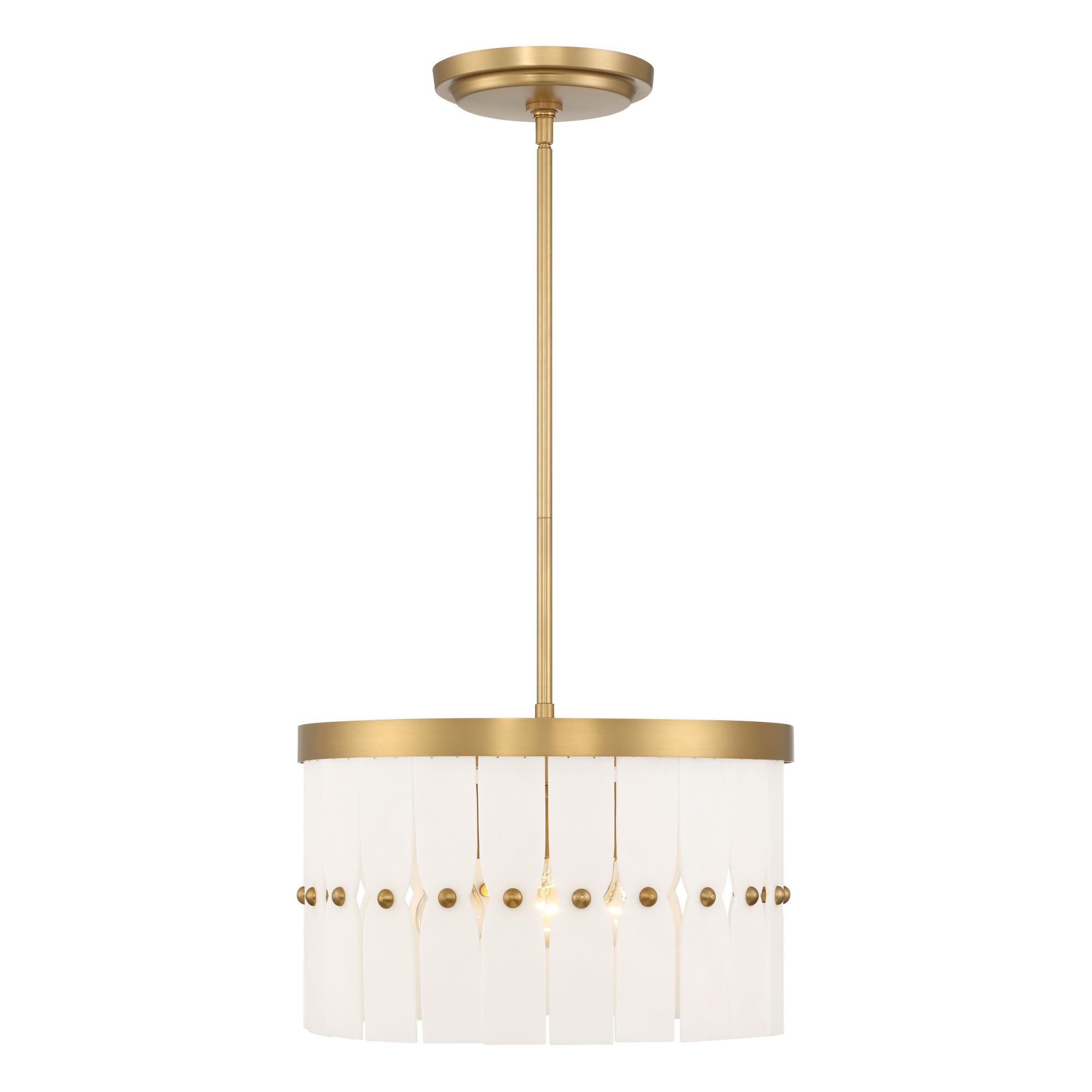 Shown in Legacy Brass finish and White glass and Faux Alabaster shade