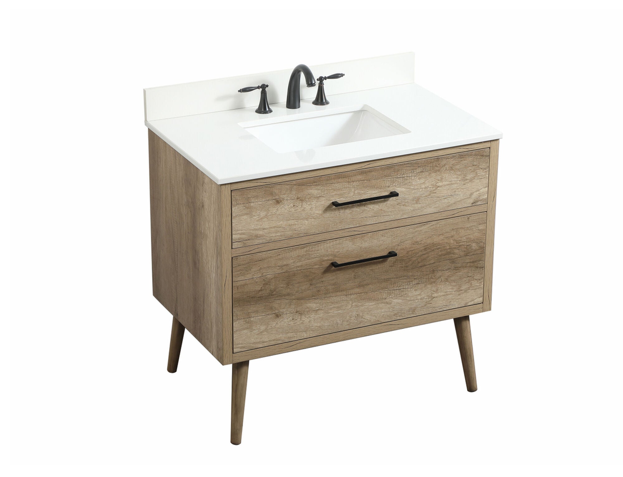 Shown in Natural Oak finish and With Backsplash accent