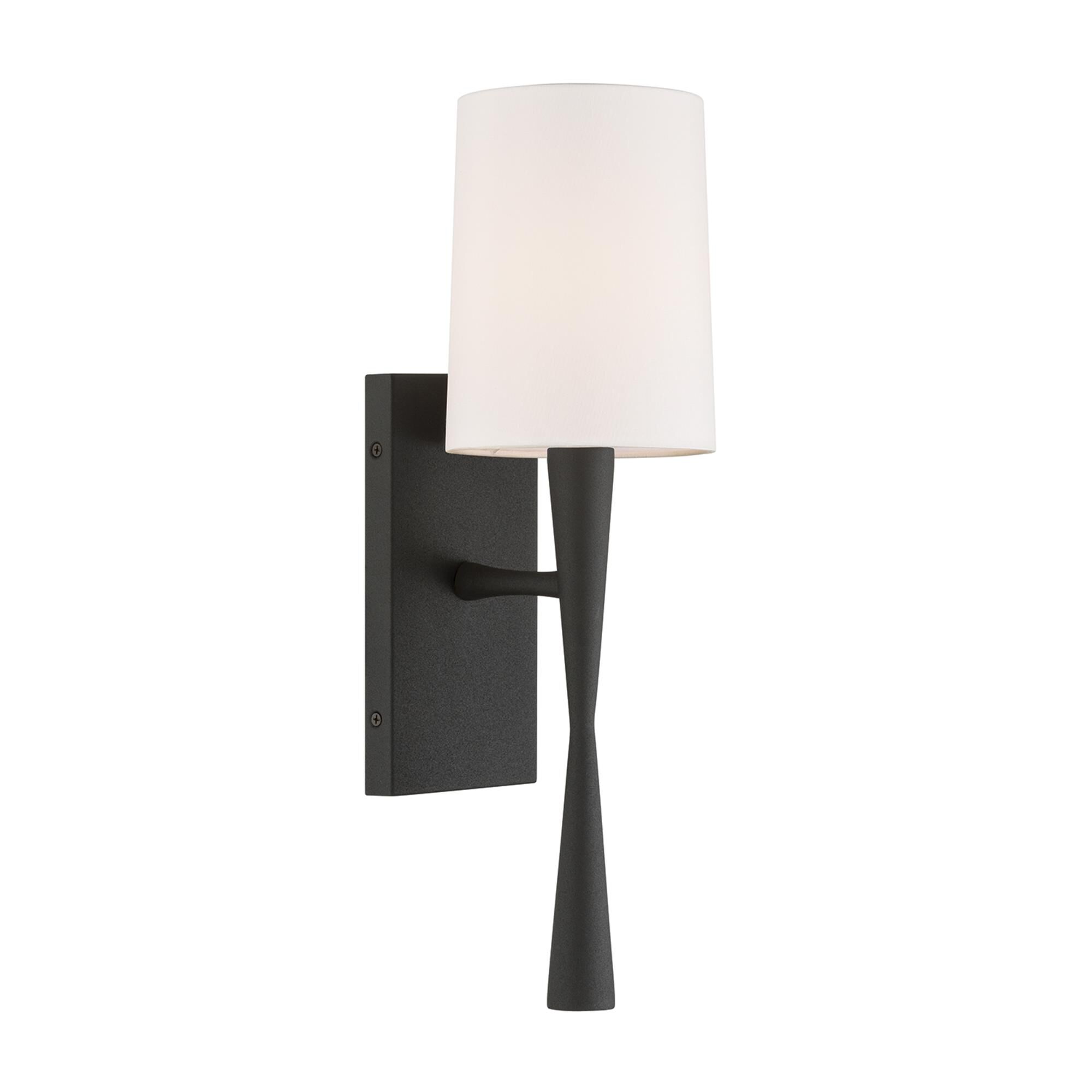 Shown in Black Forged finish and White Silk glass and White Silk shade