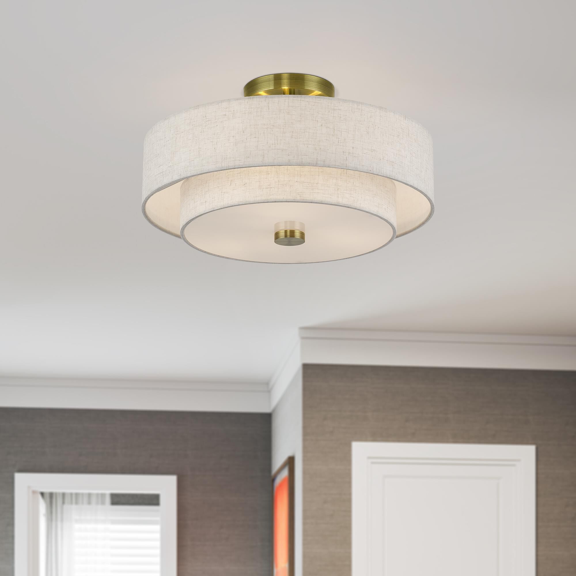 Monroe 15 Inch Semi Flush Mount by Livex Lighting