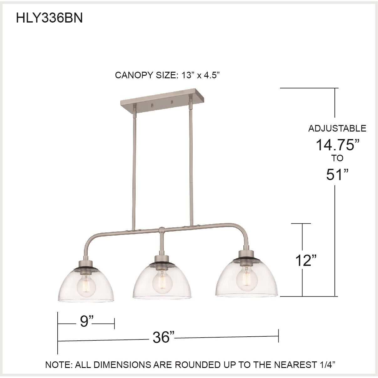 Halsey 36 Inch 3 Light Linear Suspension Light by Quoizel