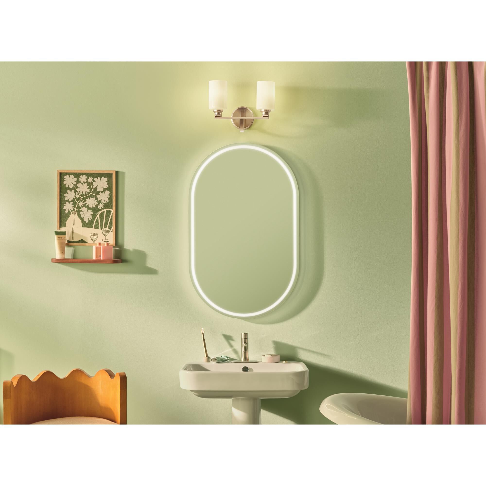 Shown in Champagne Bronze finish and Opal glass