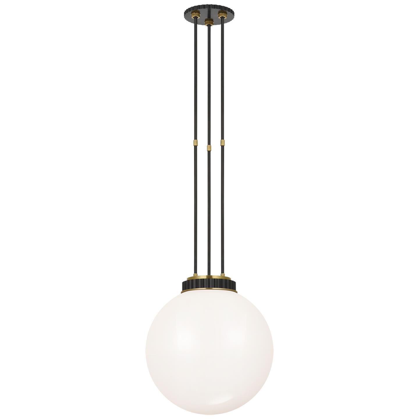 Shown in Bronze and Natural Brass finish and White glass