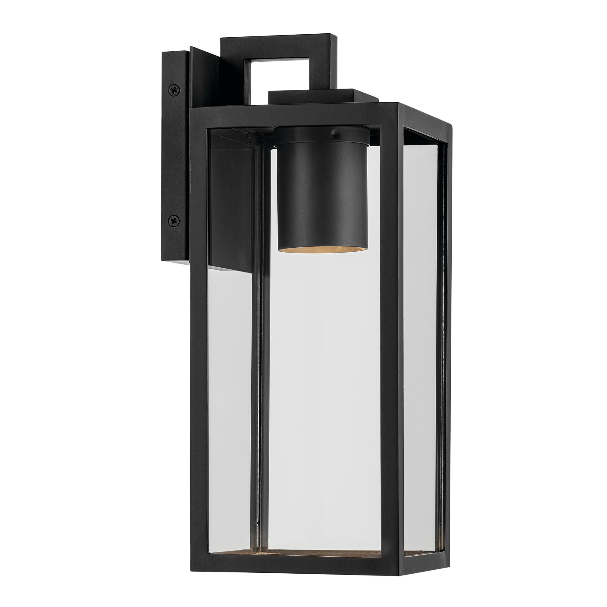 Shown in Textured Black finish and Clear glass and Metal shade