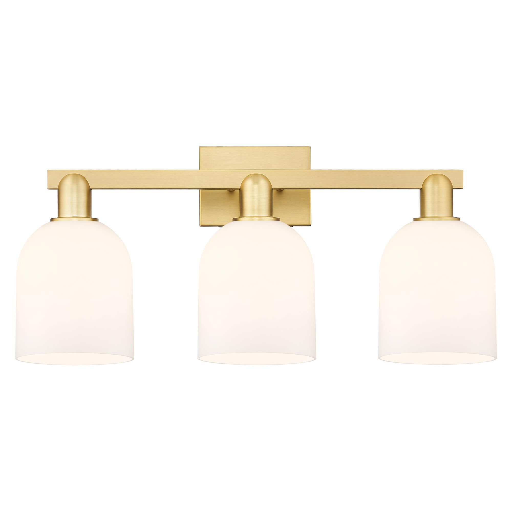 Shown in Satin Gold finish and White glass