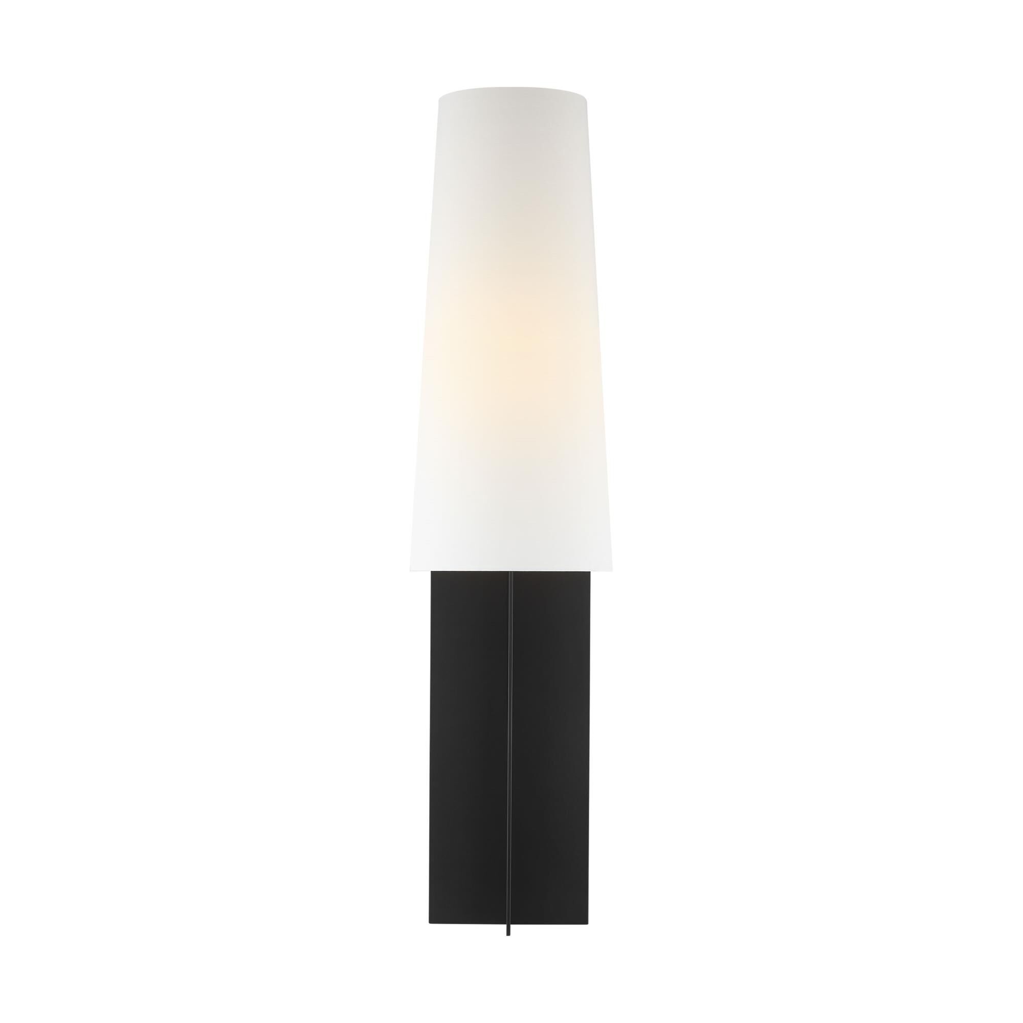 Shown in Midnight Black finish and White Linen shade