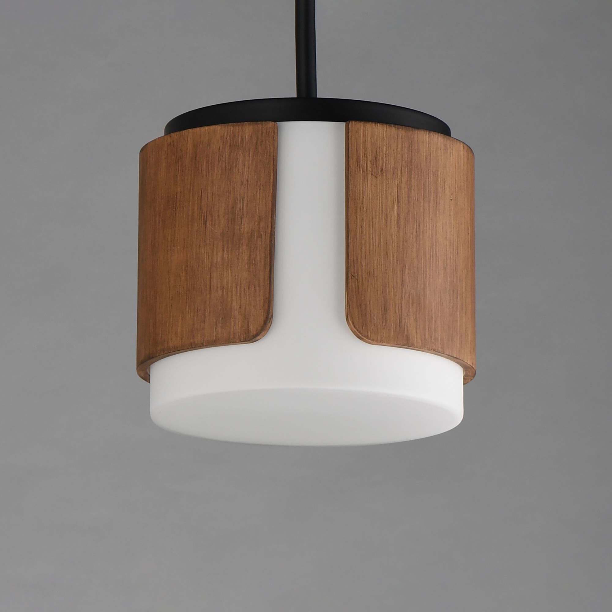 Shown in Walnut and Black finish and Satin White glass